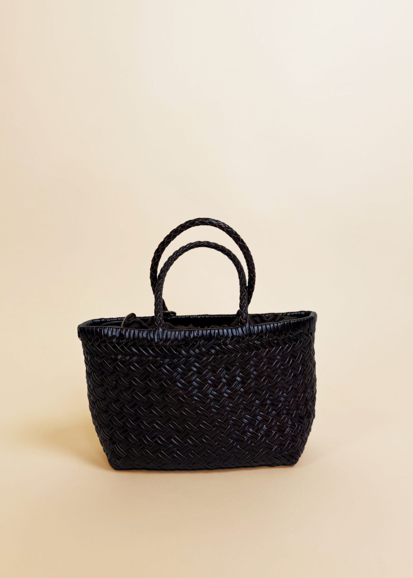 LEATHER MINI WOVEN BAG - BROWN
