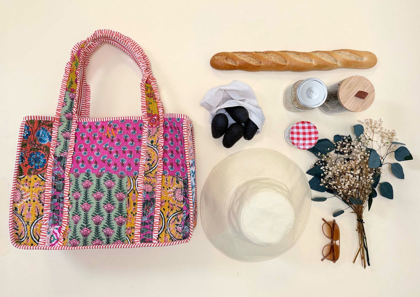 PATCHWORK TOTE BAG - PINK