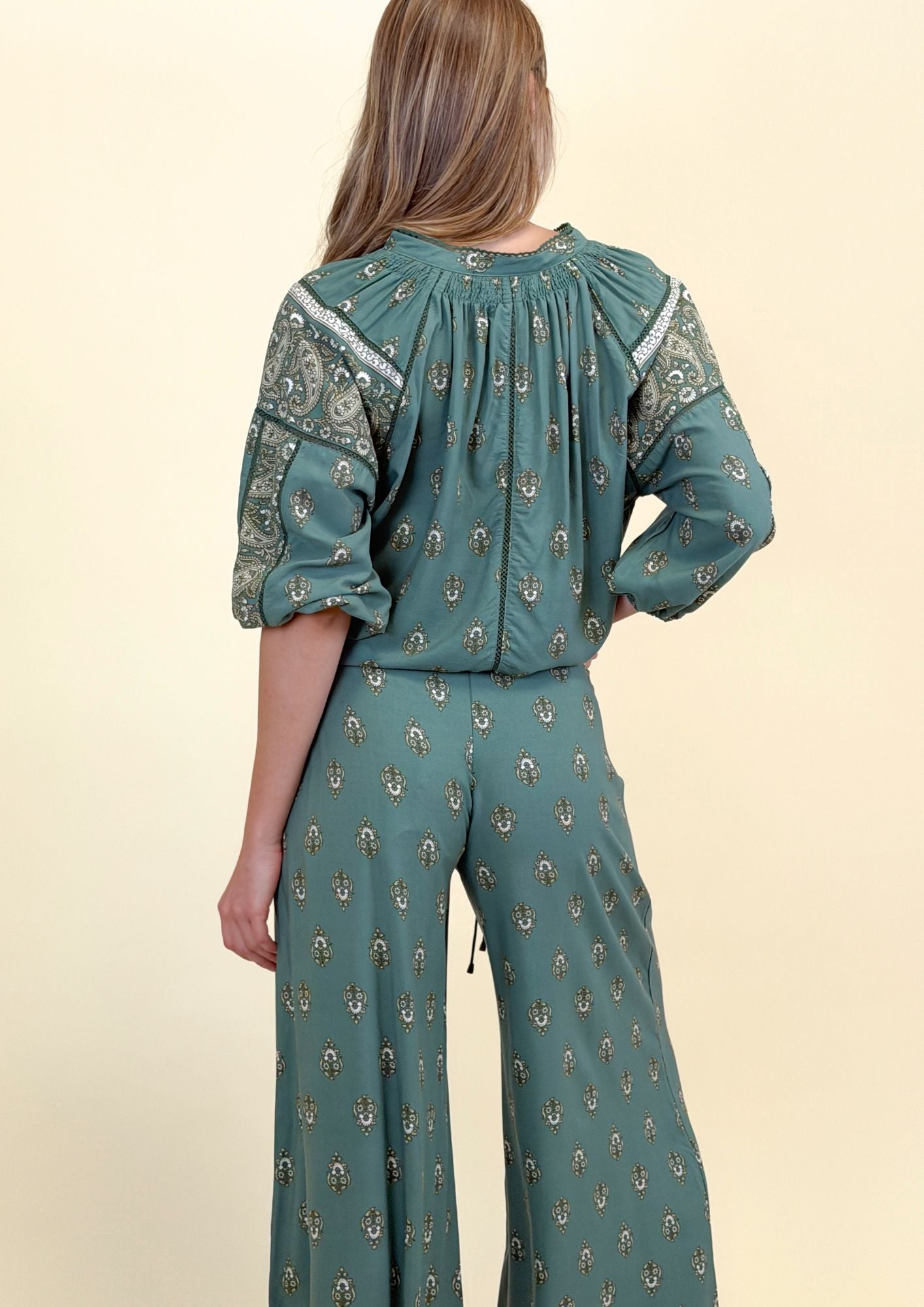 VIRIDIAN PRINT OPAL PANTS