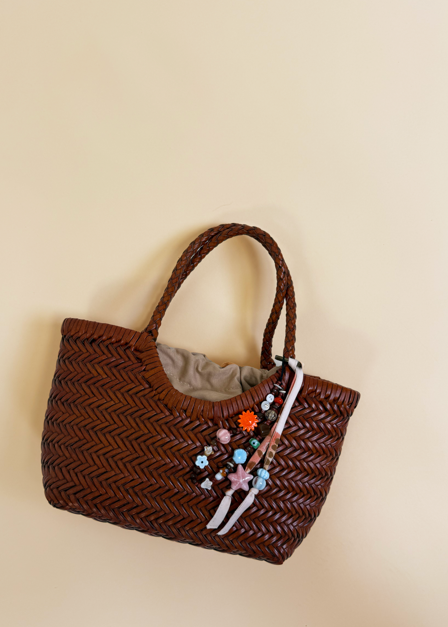 LEATHER MINI WOVEN BAG - TERRACOTTA