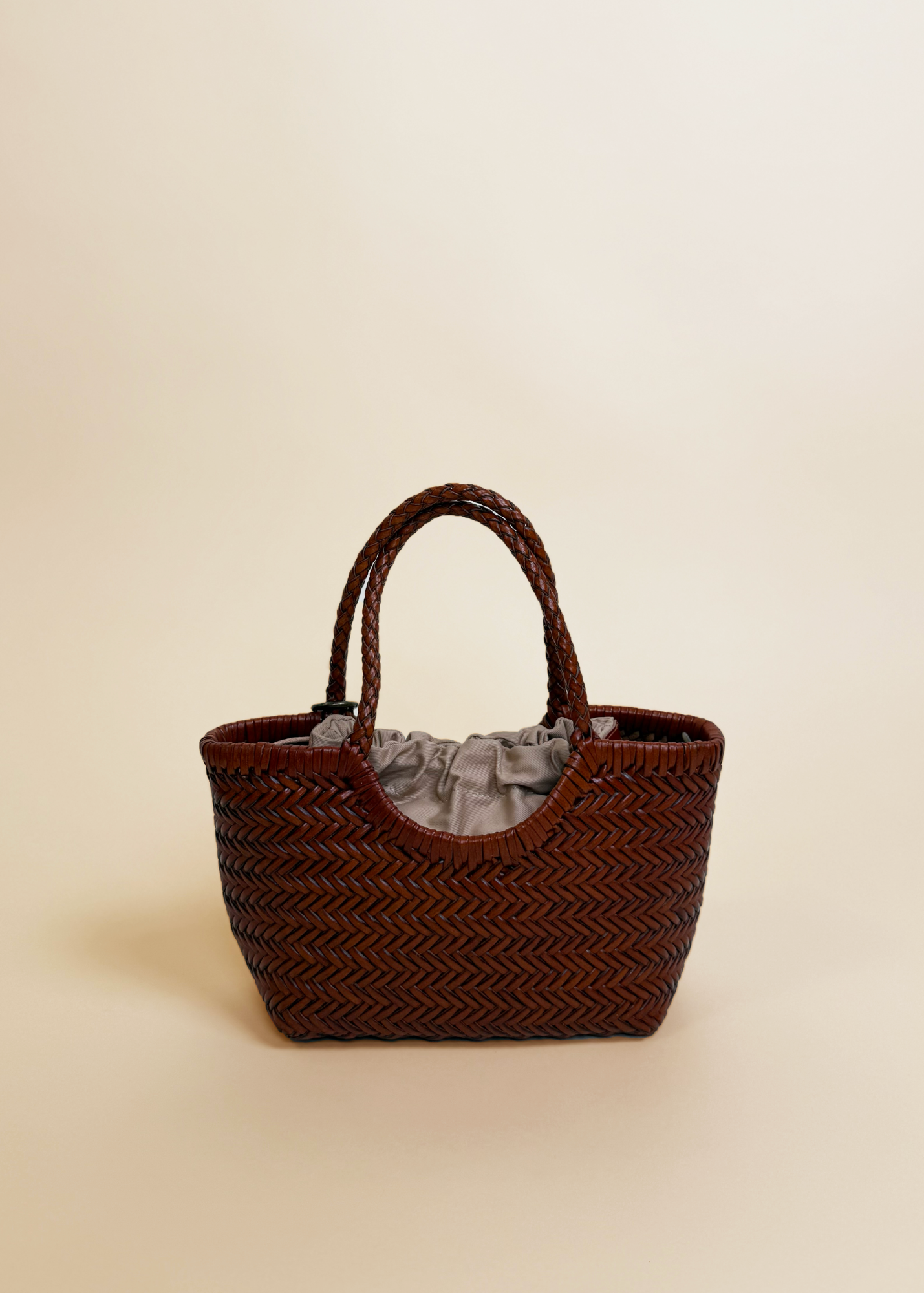 LEATHER MINI WOVEN BAG - TERRACOTTA