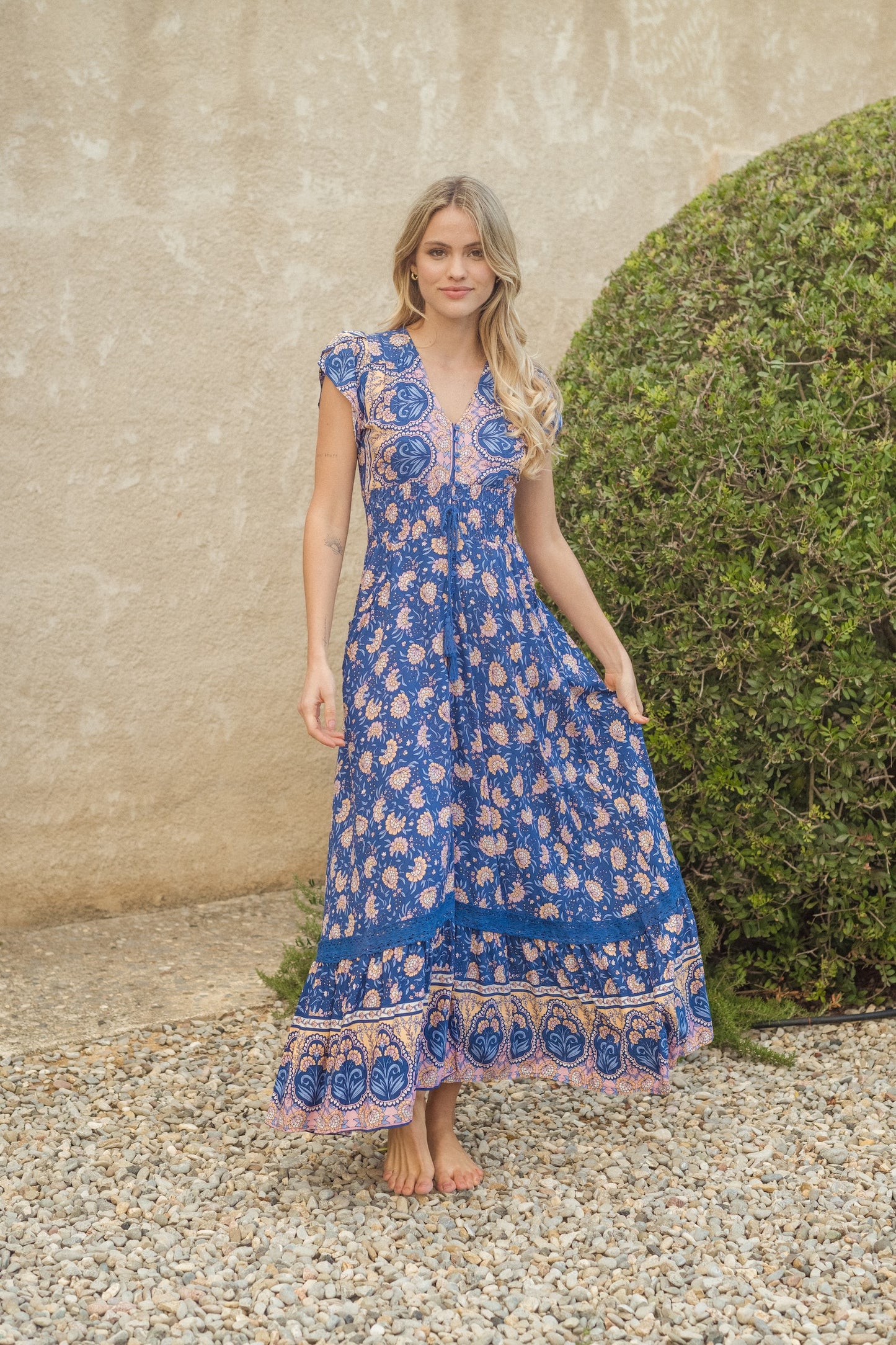 CAMELIA PRINT ROMI MAXI DRESS