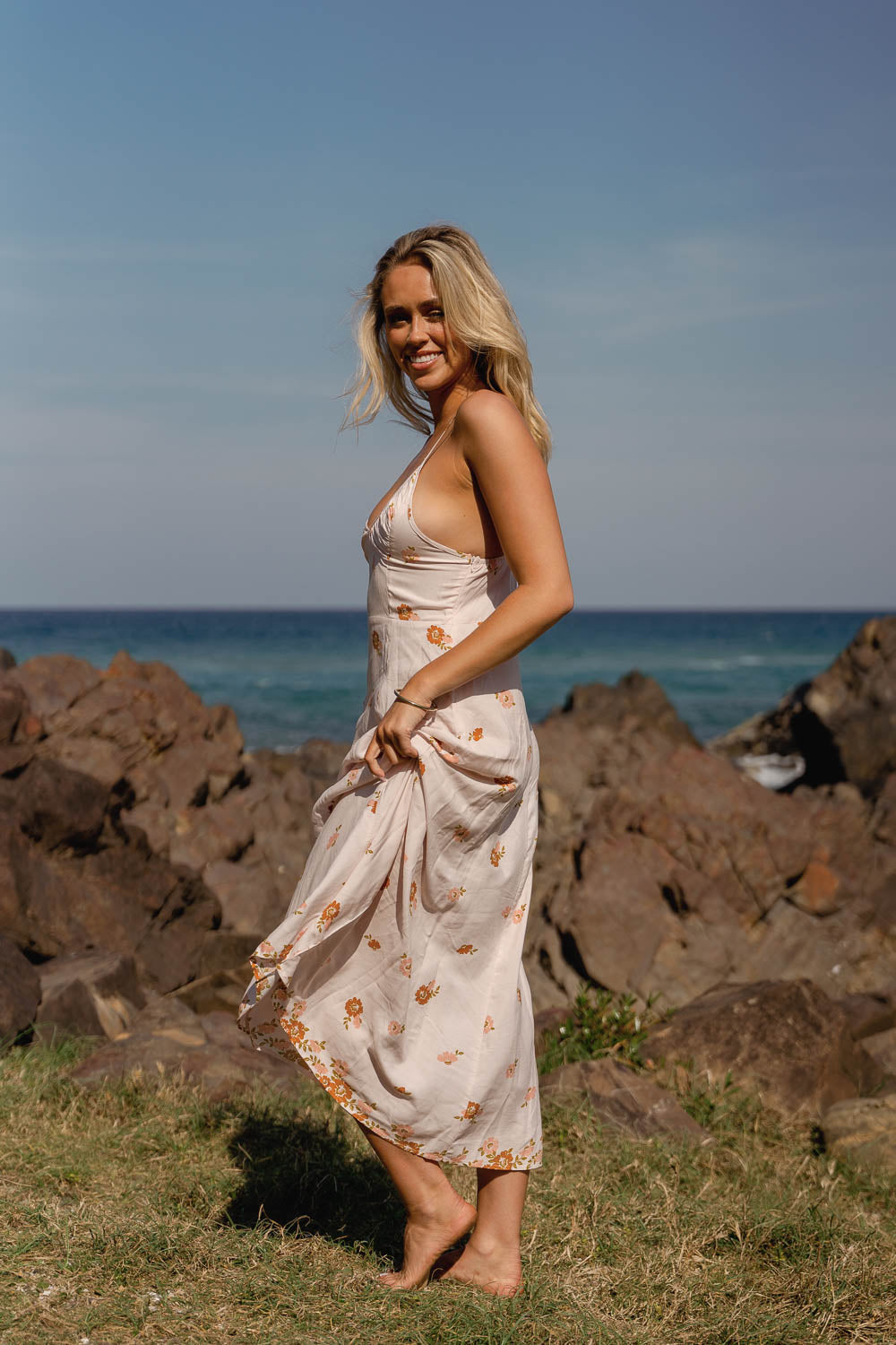 VINTAGE SOL PRINT PORTER SLIP DRESS