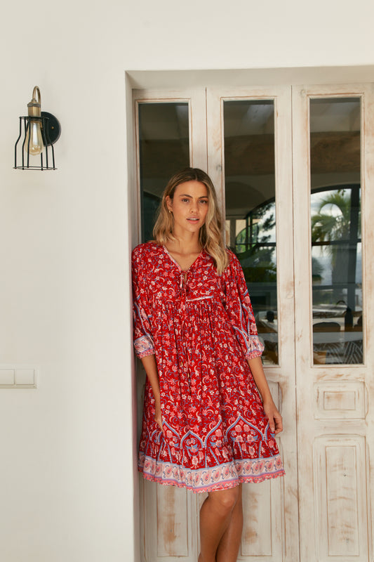 RUBY ROUGE PRINT FRENCH DRESS