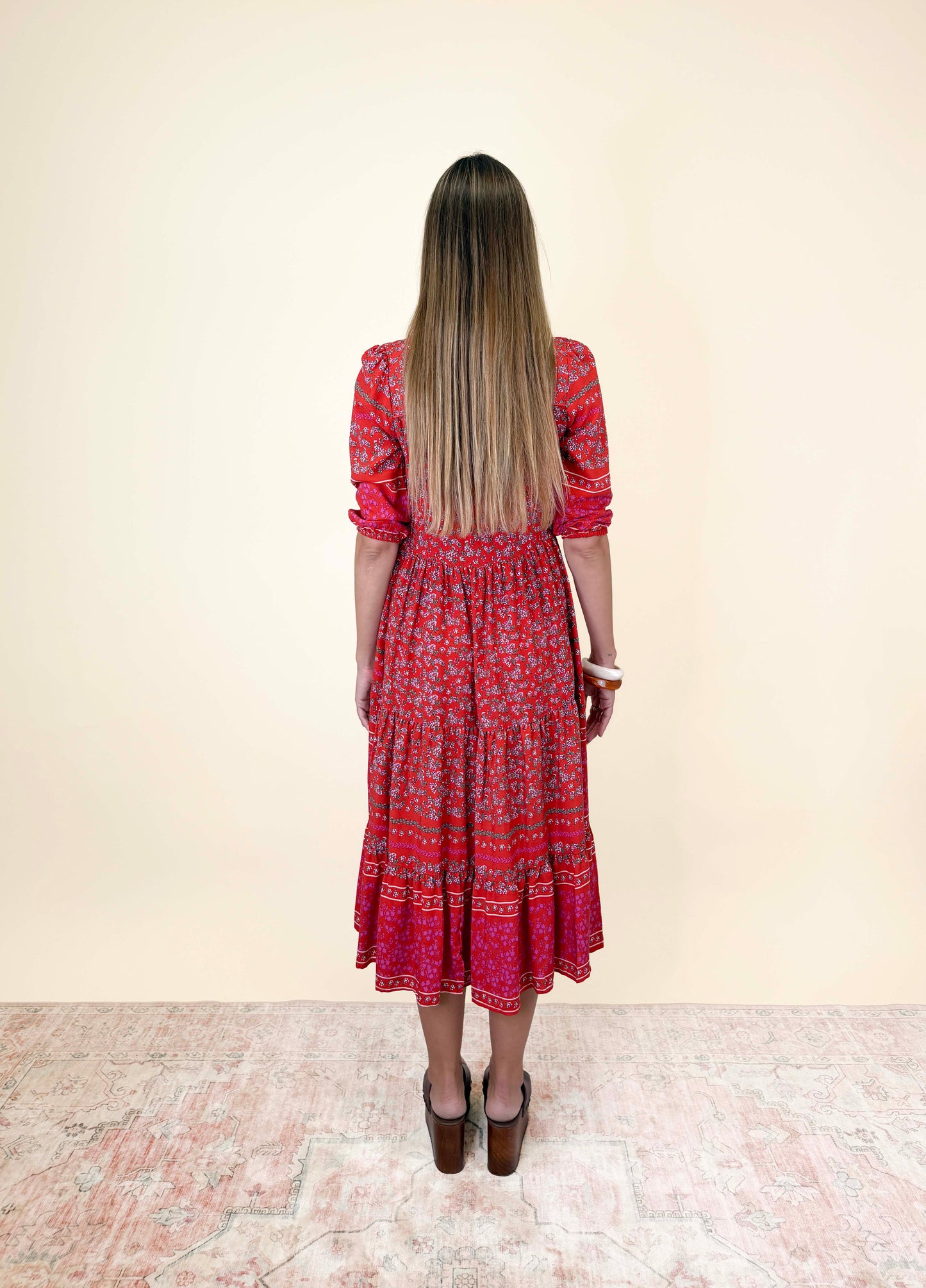 HIBISCUS PRINT EVE MIDI