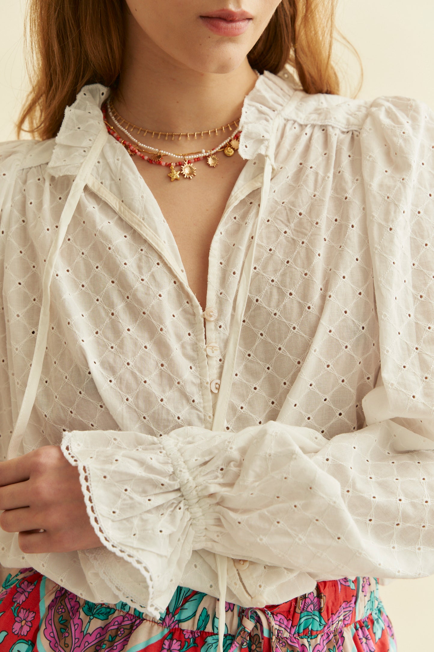EMBROIDERED WHITE TATIANA BLOUSE