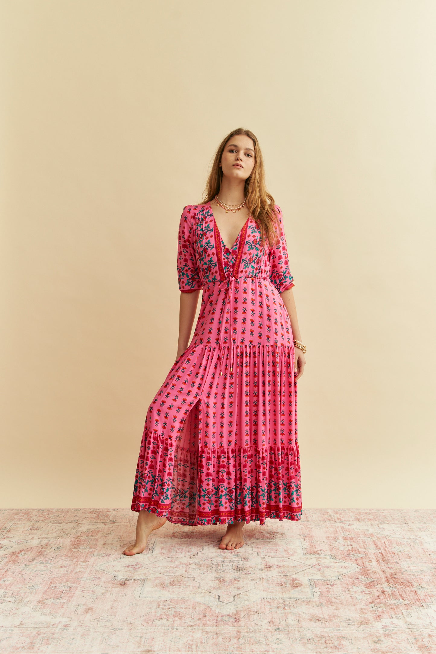 RASPBERRY ROMANCE PRINT TESSA MAXI