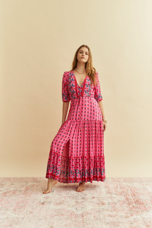 RASPBERRY ROMANCE PRINT TESSA MAXI