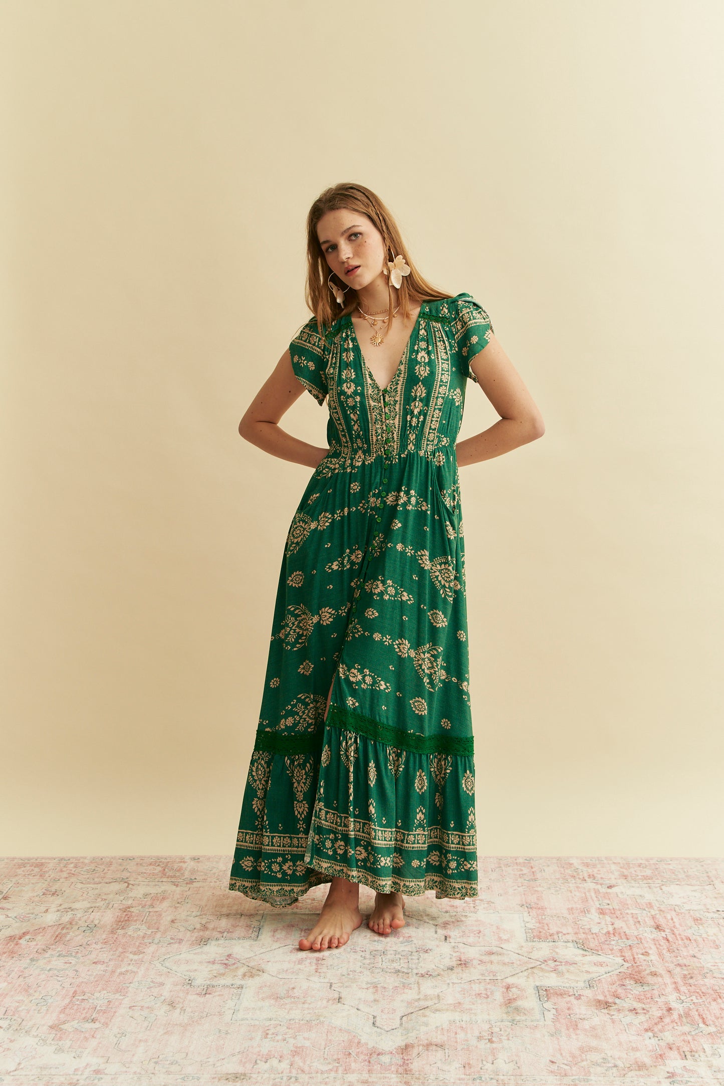 KIVA PRINT CARMEN MAXI DRESS