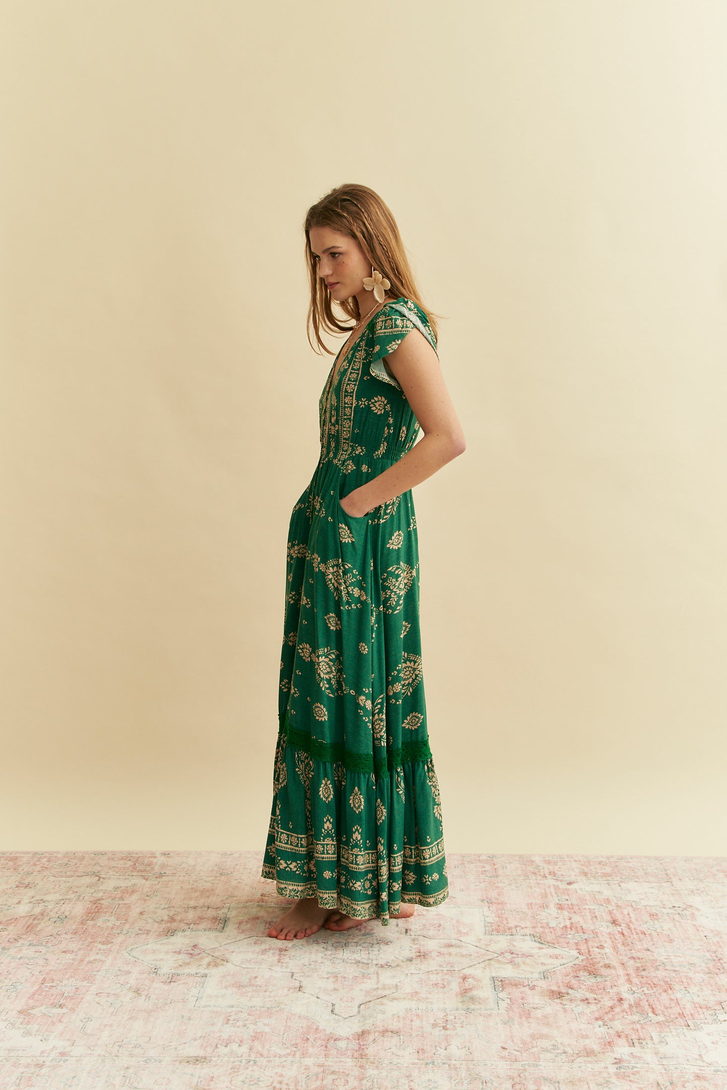 KIVA PRINT CARMEN MAXI DRESS