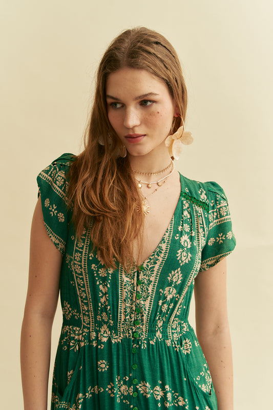 KIVA PRINT CARMEN MAXI DRESS