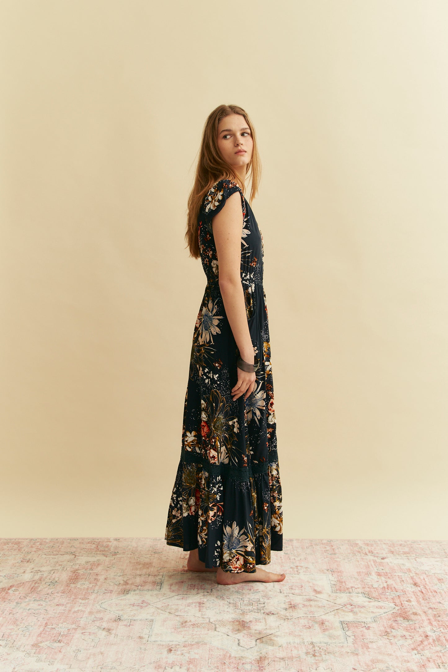 FLOWERBOMB PRINT CARMEN MAXI DRESS