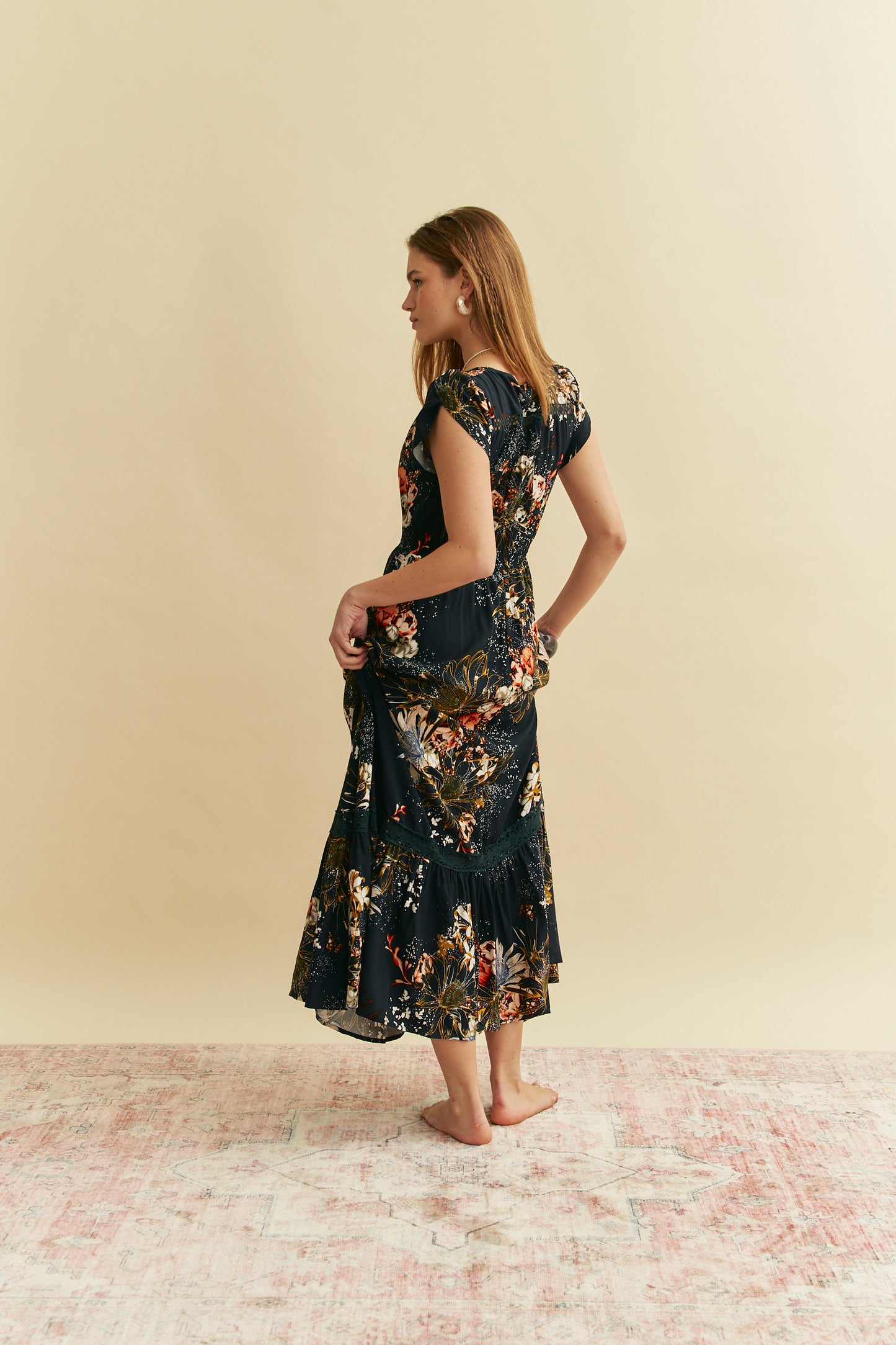 FLOWERBOMB PRINT CARMEN MAXI DRESS