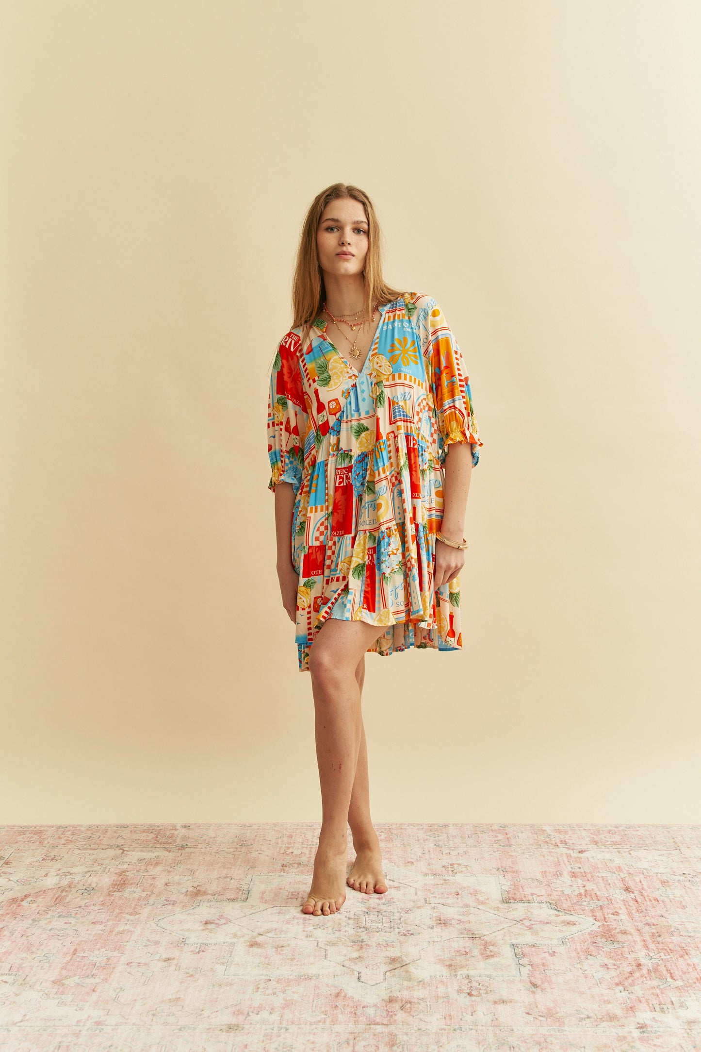 SUN LOUNGER PRINT PETAL MINI DRESS