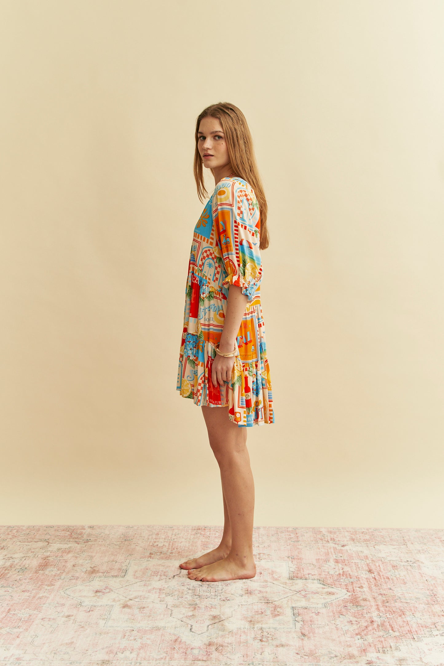 SUN LOUNGER PRINT PETAL MINI DRESS