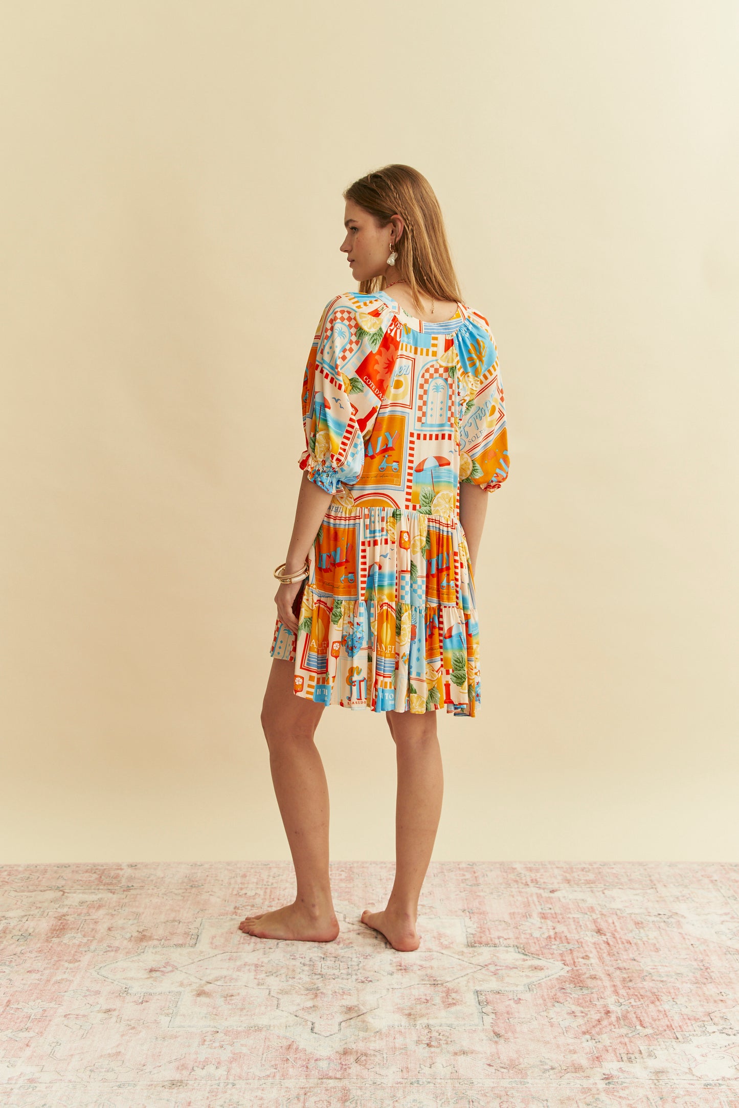 SUN LOUNGER PRINT PETAL MINI DRESS
