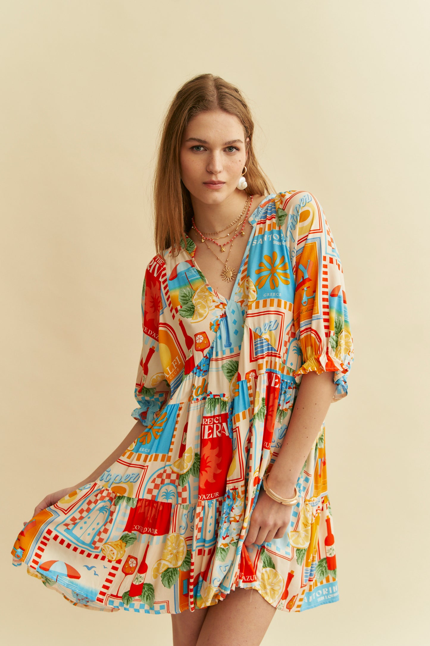 SUN LOUNGER PRINT PETAL MINI DRESS