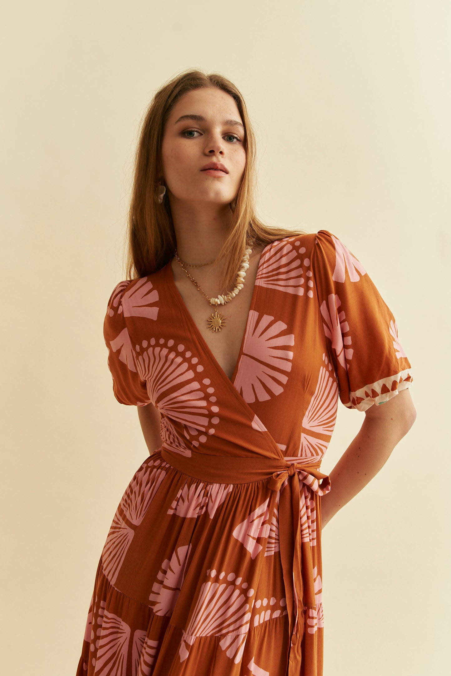 SUGA PRINT MADDI WRAP DRESS