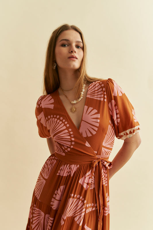 SUGA PRINT MADDI WRAP DRESS