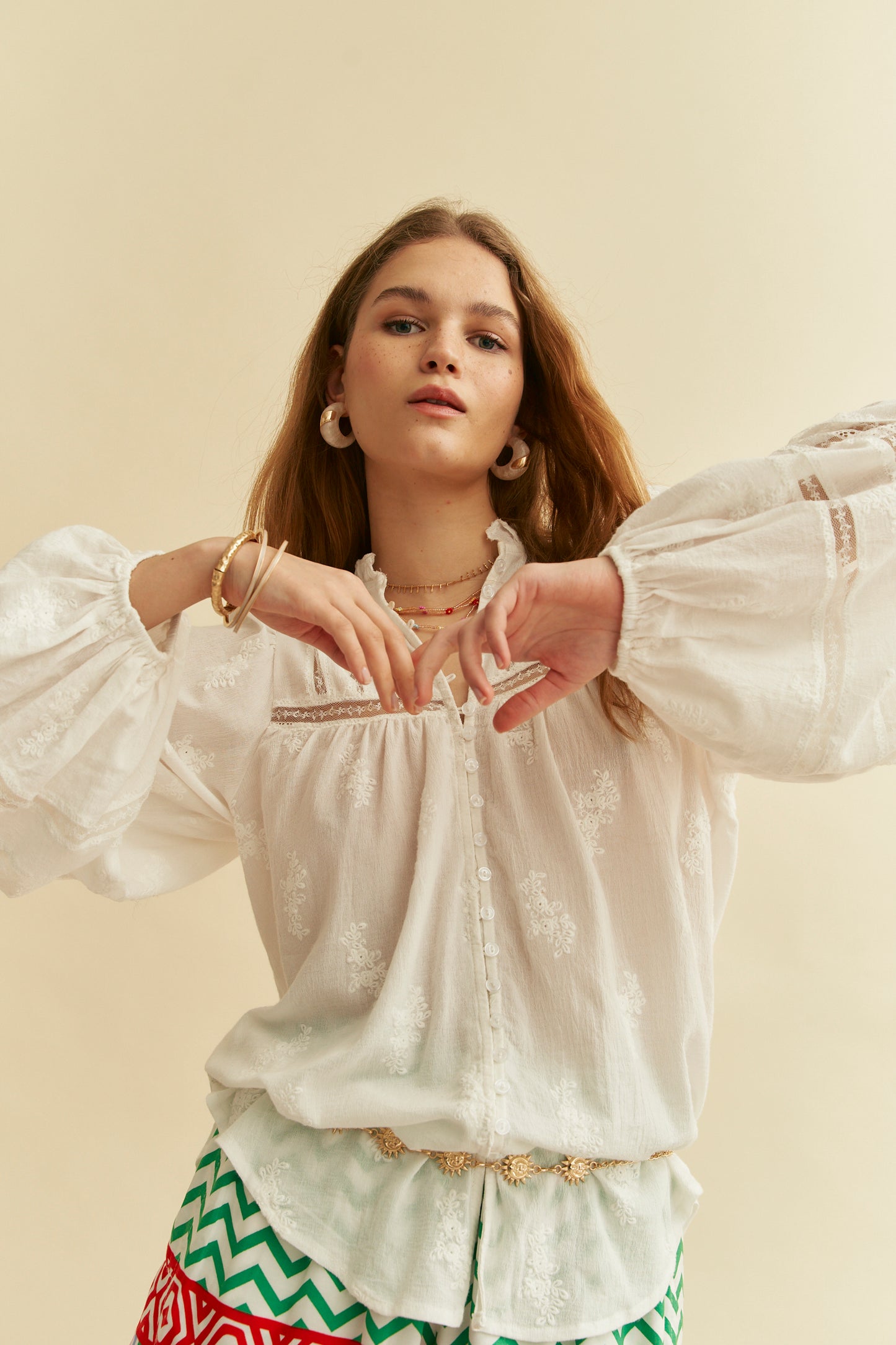 EMBROIDERED WHITE CLARA BLOUSE