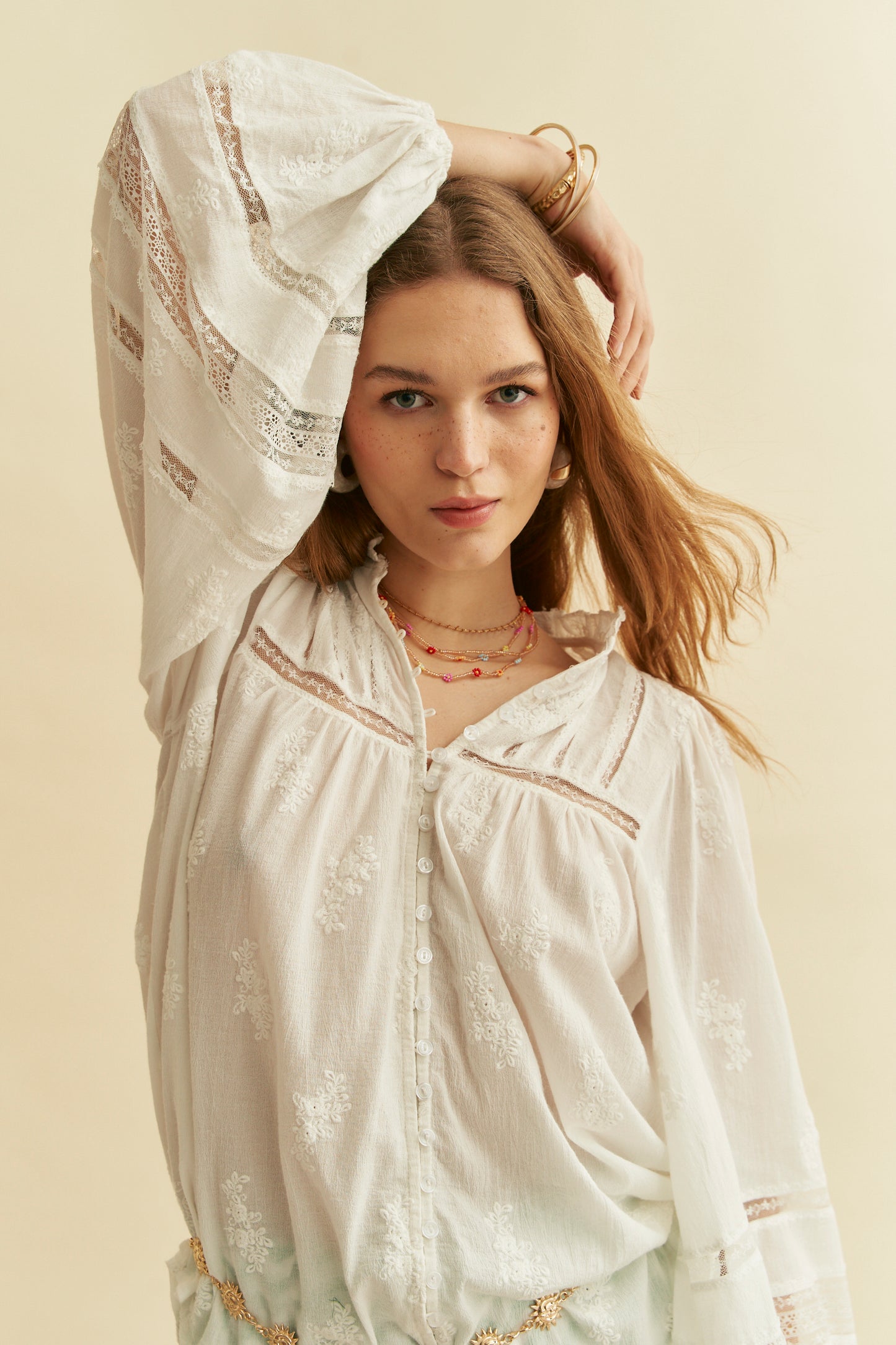 EMBROIDERED WHITE CLARA BLOUSE