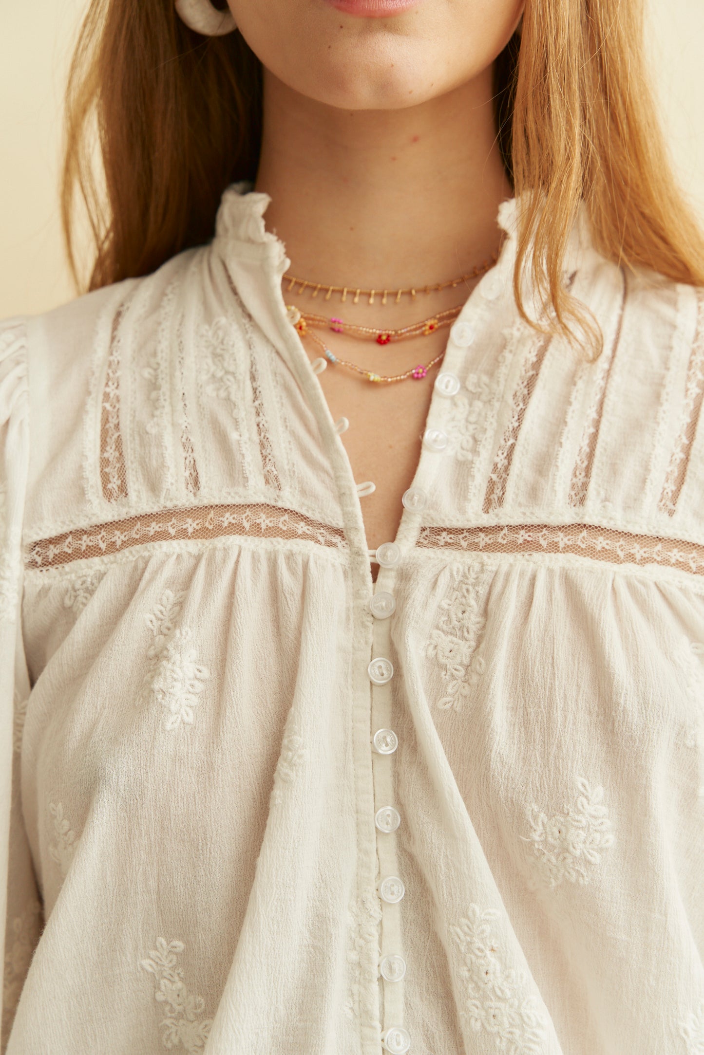 EMBROIDERED WHITE CLARA BLOUSE