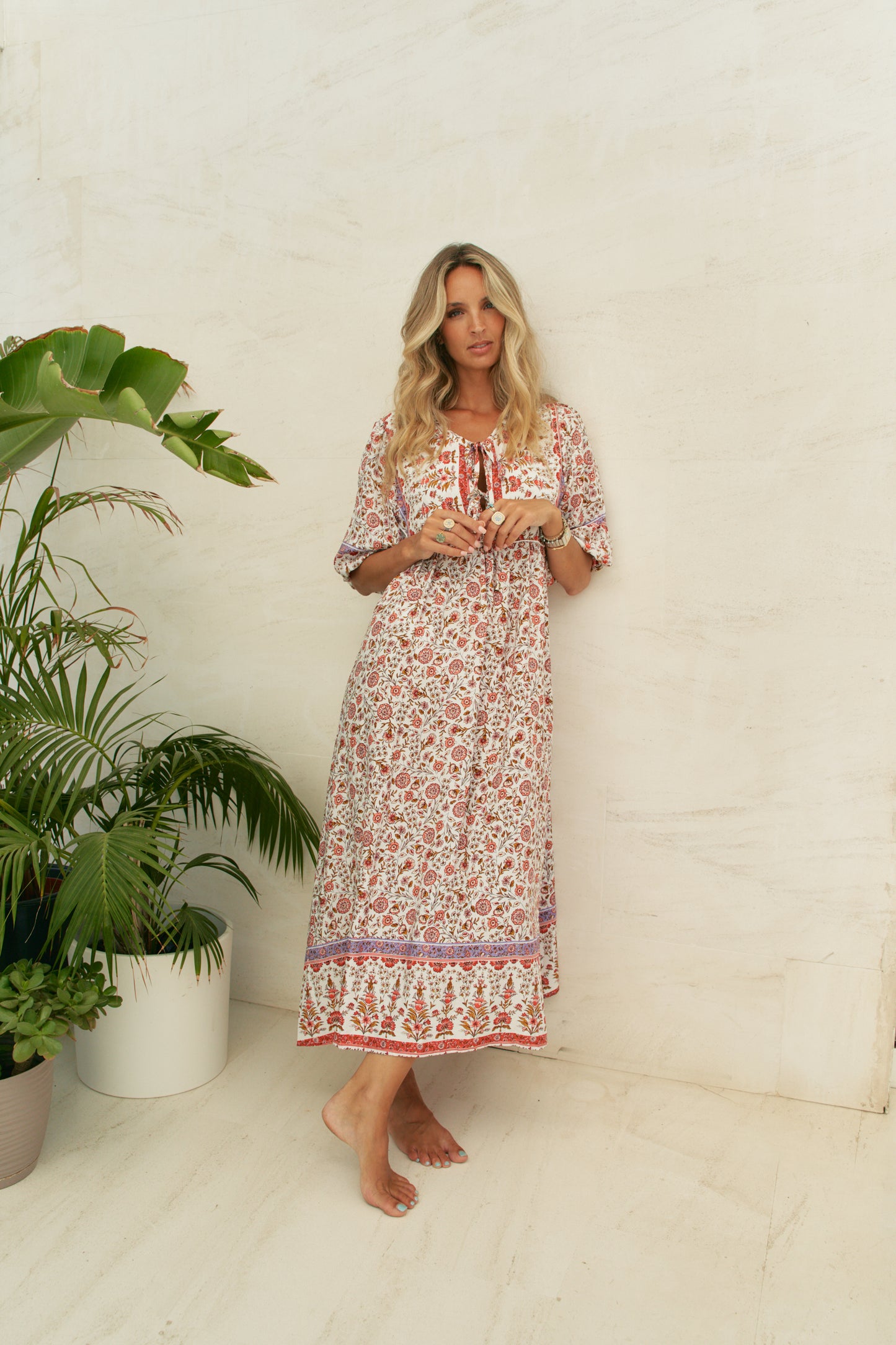 LOVE LETTERS PRINT PENNY 3/4 MIDI DRESS