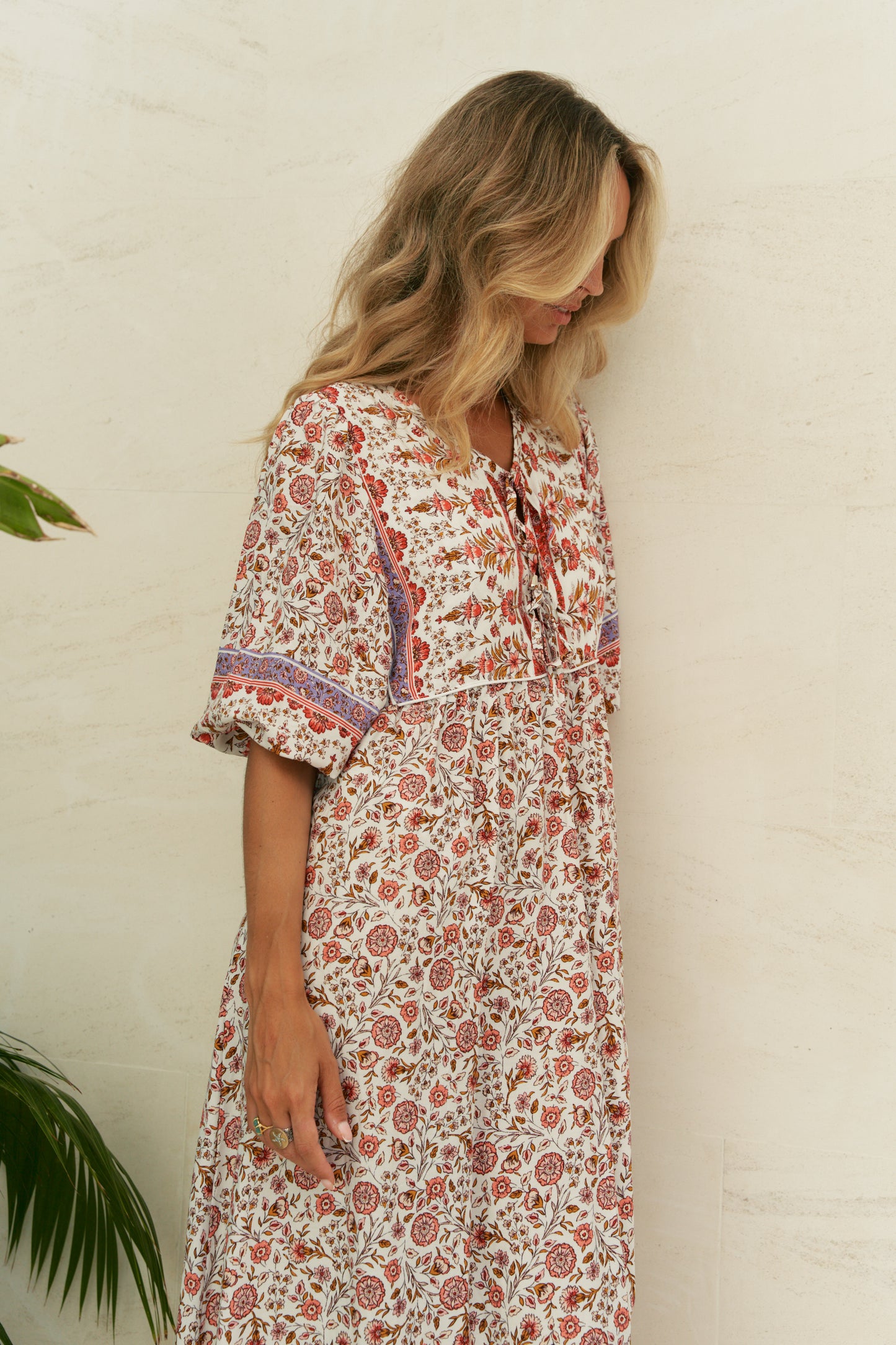 LOVE LETTERS PRINT PENNY 3/4 MIDI DRESS