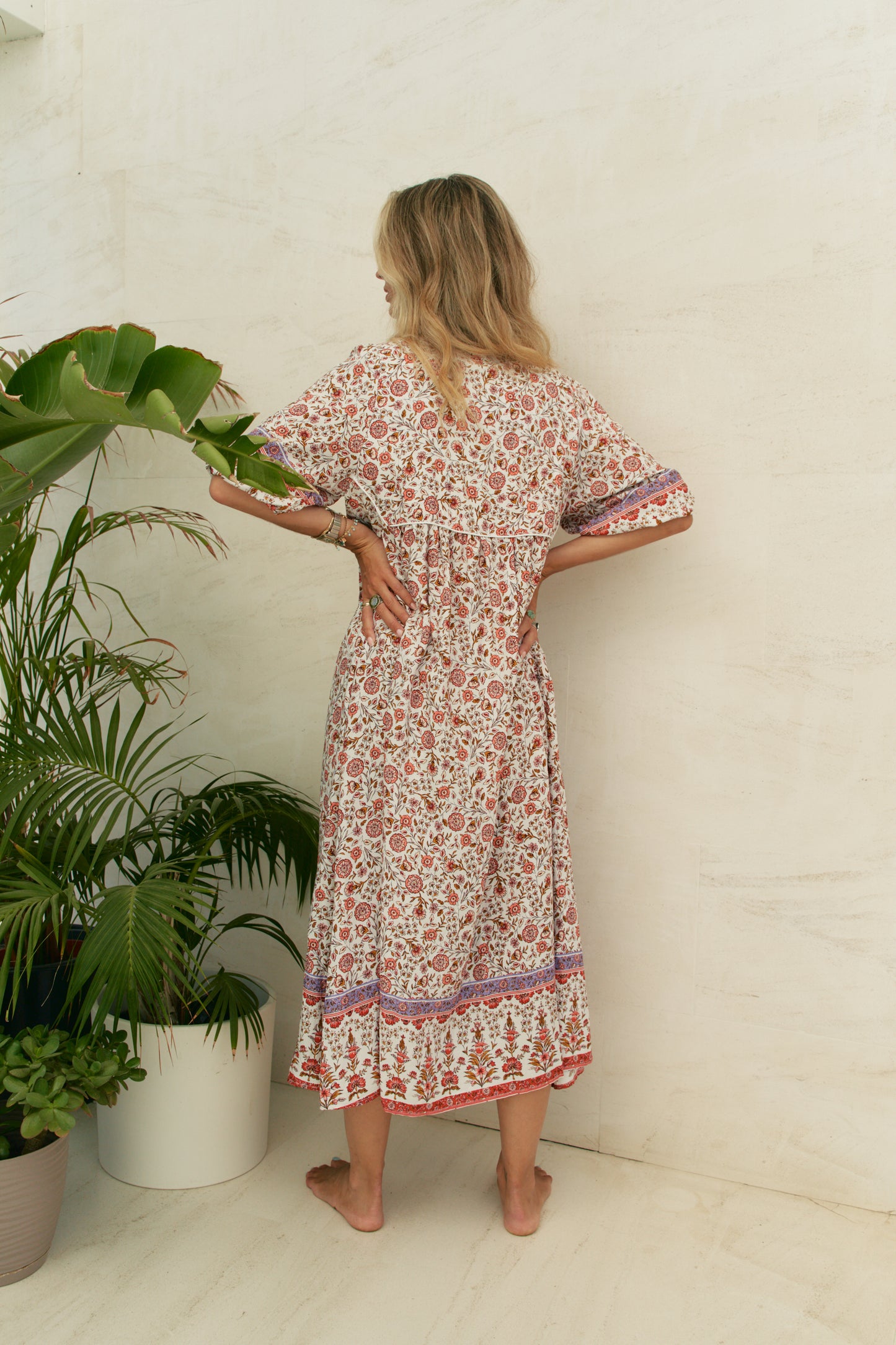 LOVE LETTERS PRINT PENNY 3/4 MIDI DRESS