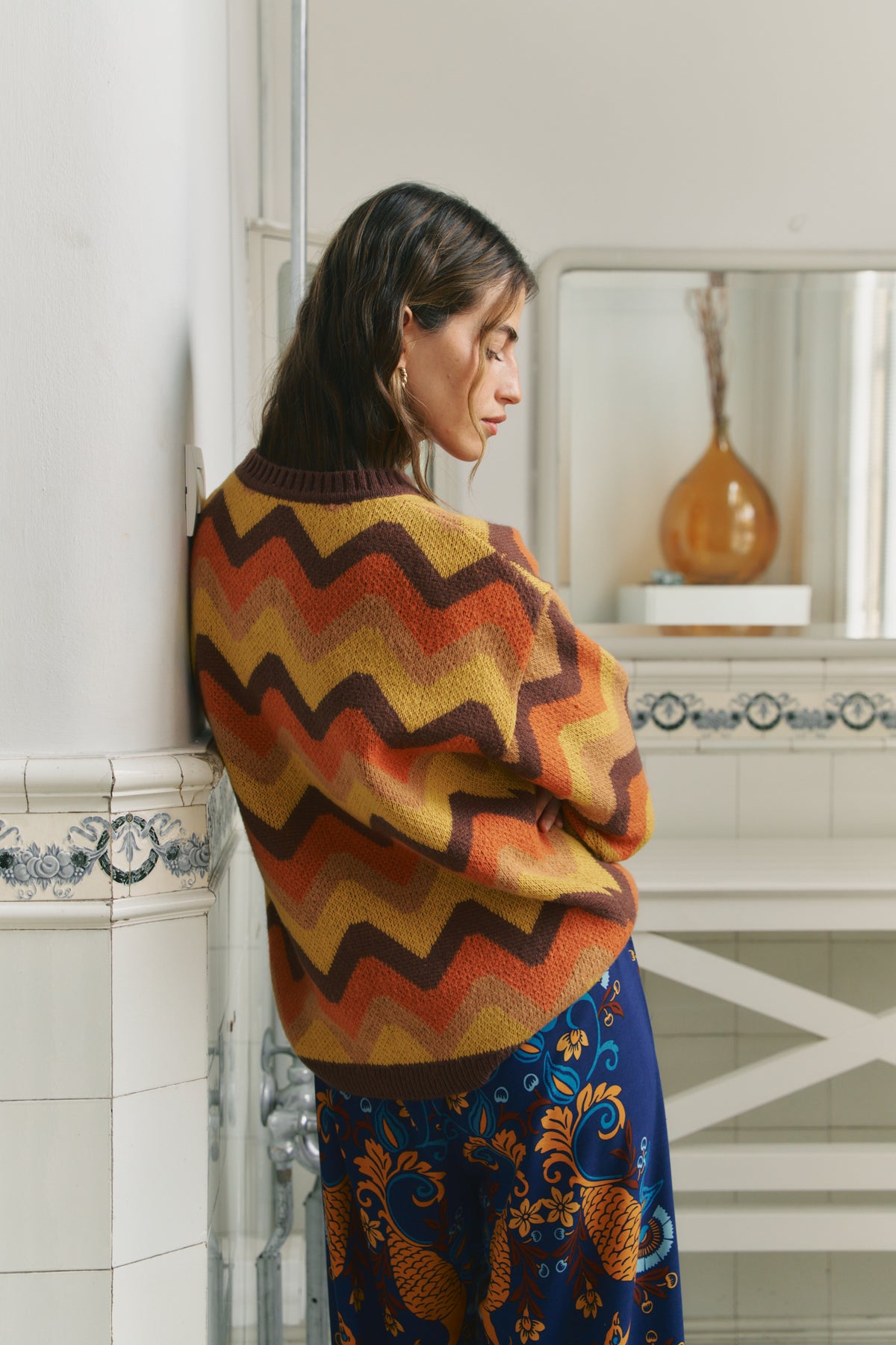 Jarlie Wild Meet Me at Sundown chunky knit sweater with voluminous sleeves in orange