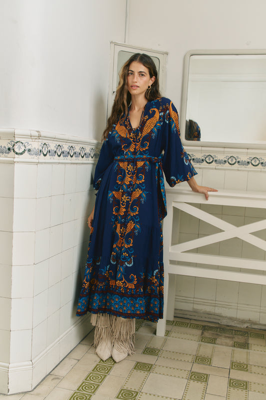 MOON DANCE PRINT CRYSTAL MAXI