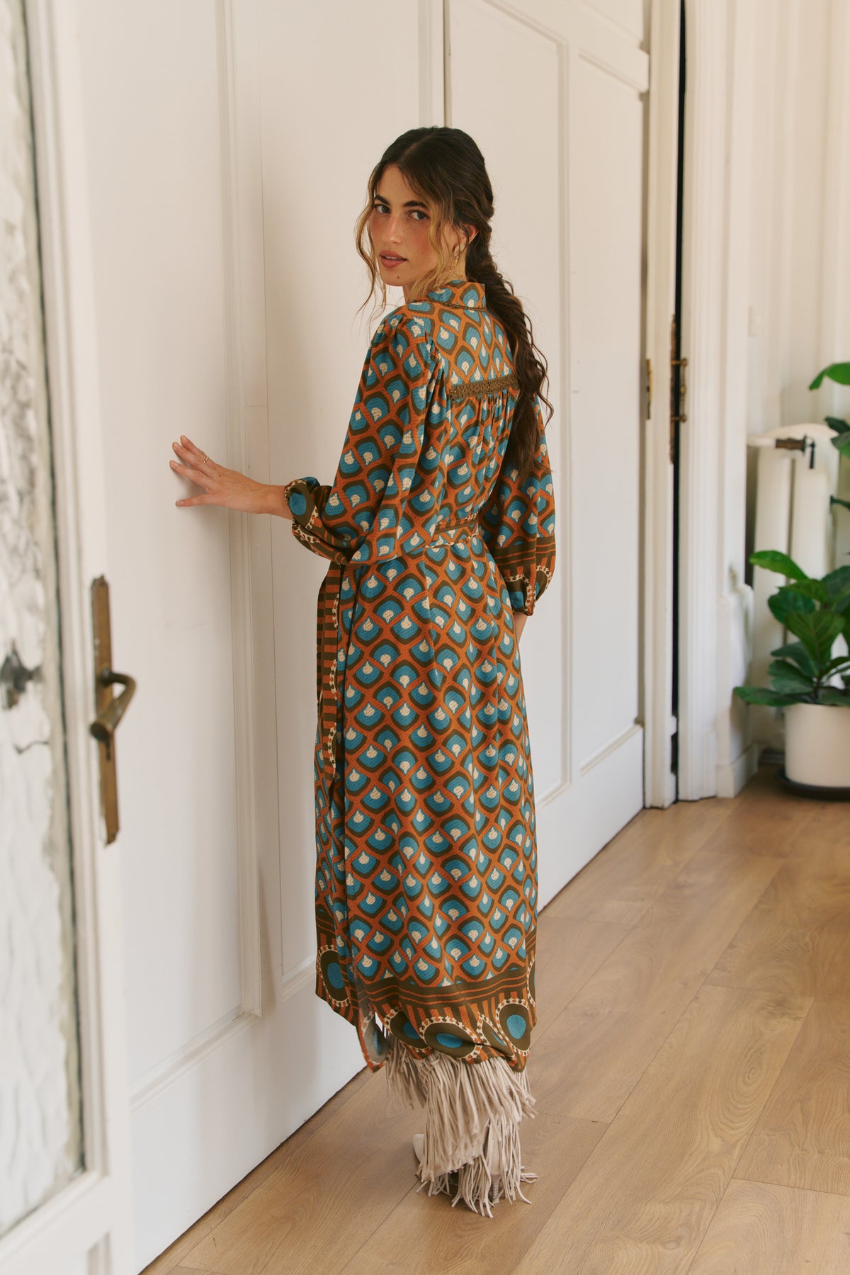 BIANCA PRINT WHITNEY MIDI DRESS