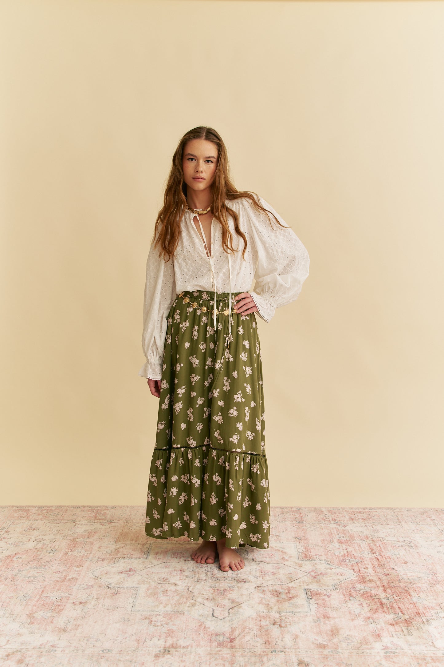 SAGE PRINT DAPHNE SKIRT