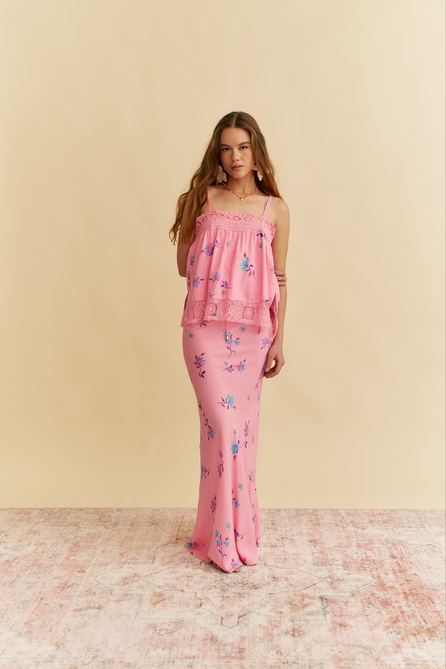 WILD BERRY PRINT WOODS MAXI SKIRT