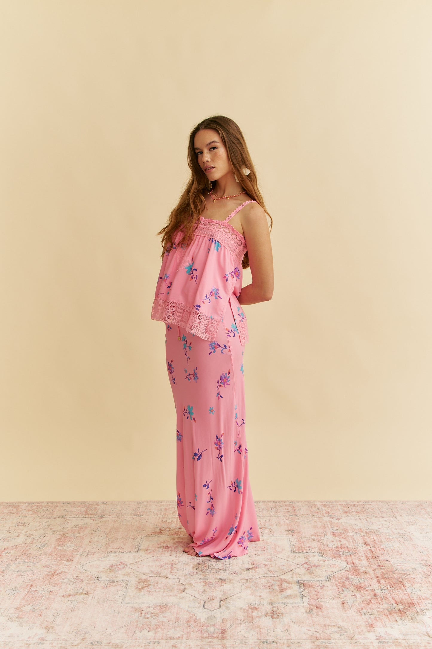 WILD BERRY PRINT WOODS MAXI SKIRT