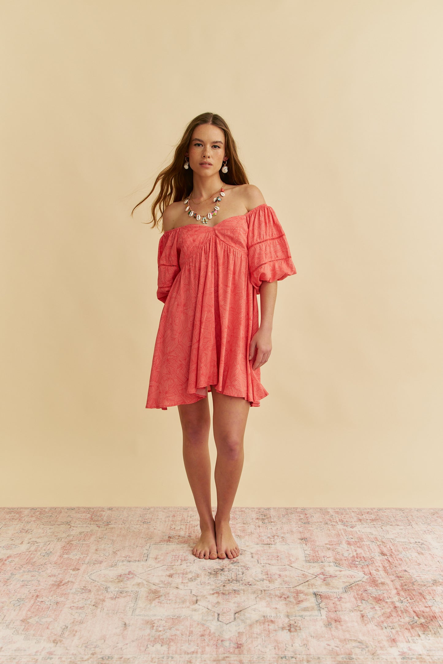 LITTLE BOW PRINT WATTLE MINI DRESS