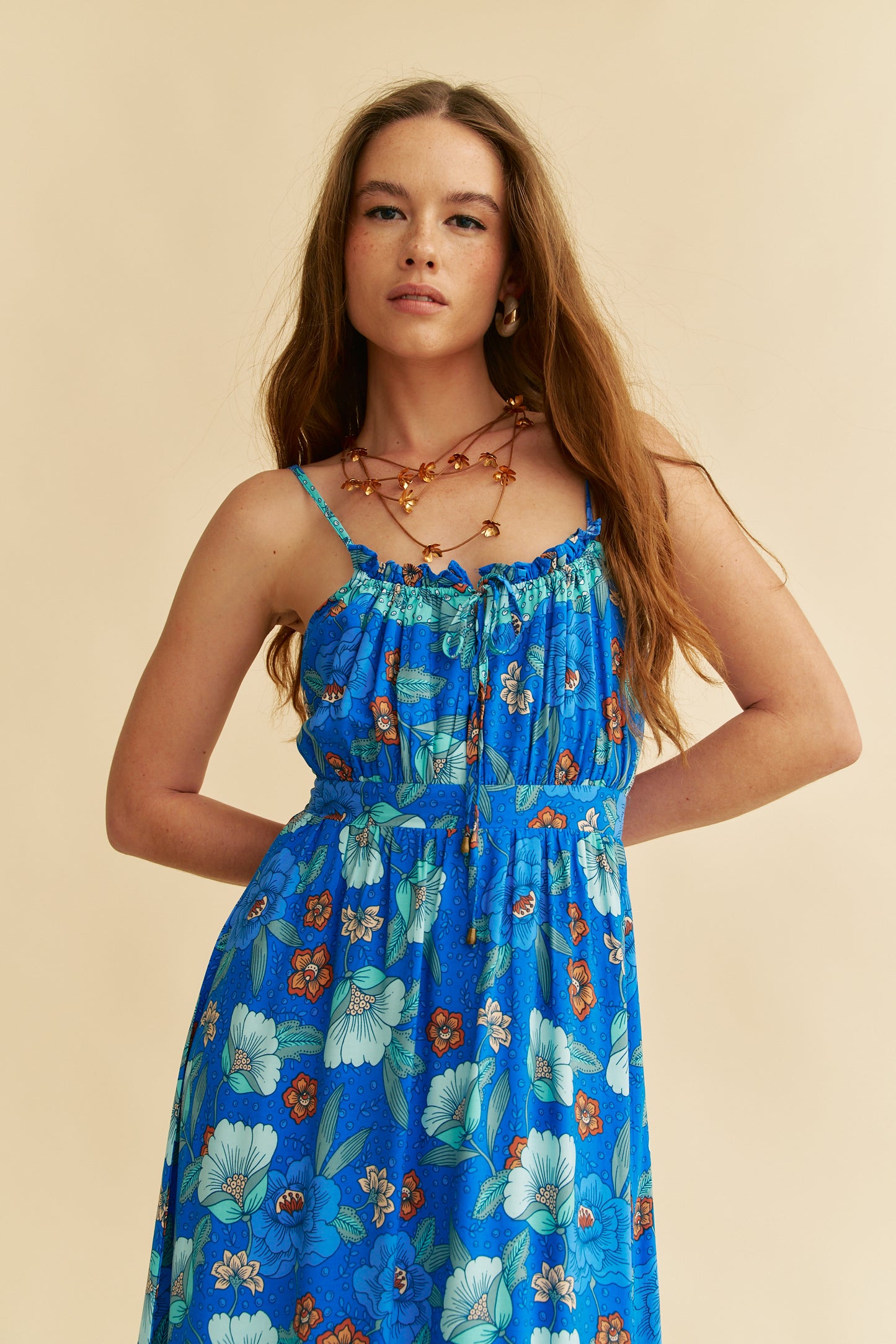 LOVE IN MIST PRINT NATALIA MIDI DRESS