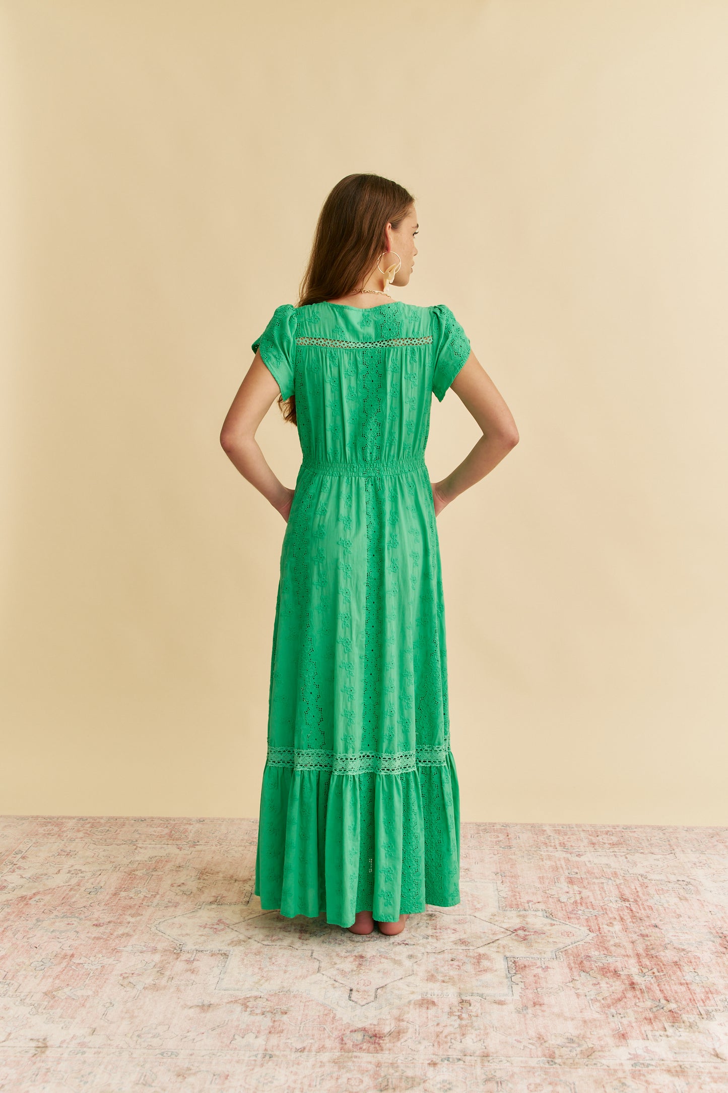 EMERALD EMBROIDERED CARMEN MAXI DRESS
