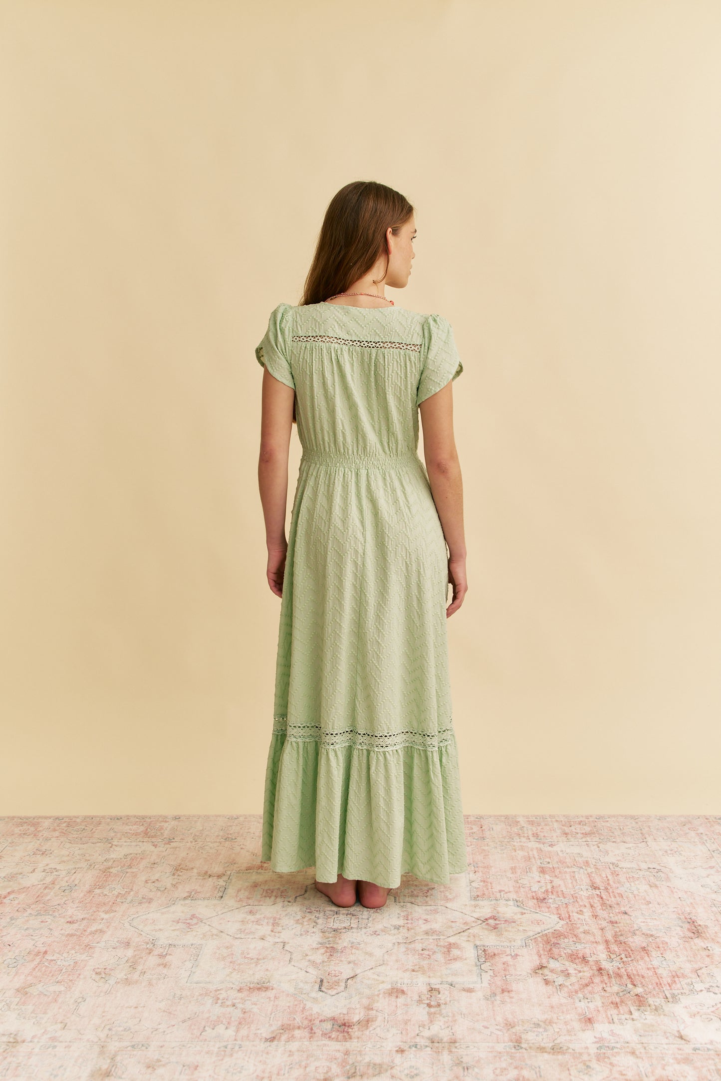 MINT RIVIERA EMBROIDERED CARMEN MAXI DRESS