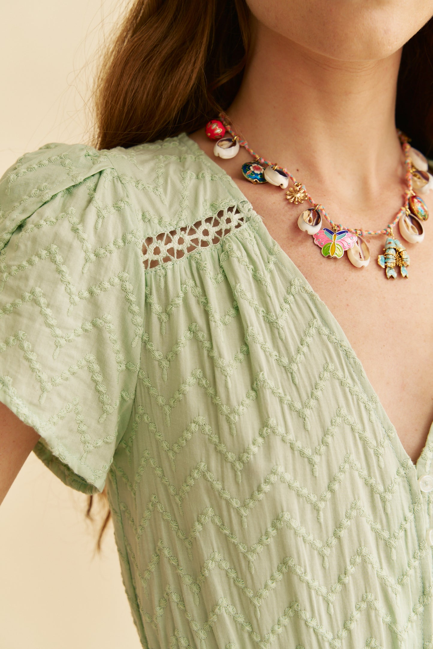 MINT RIVIERA EMBROIDERED CARMEN MAXI DRESS