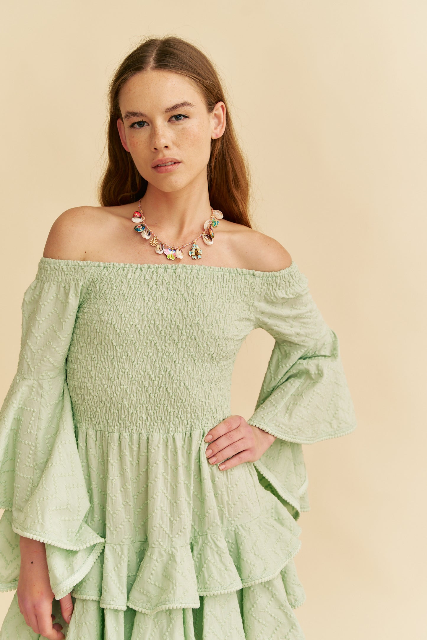 MINT RIVIERA EMBROIDERED PRIMROSE MINI DRESS