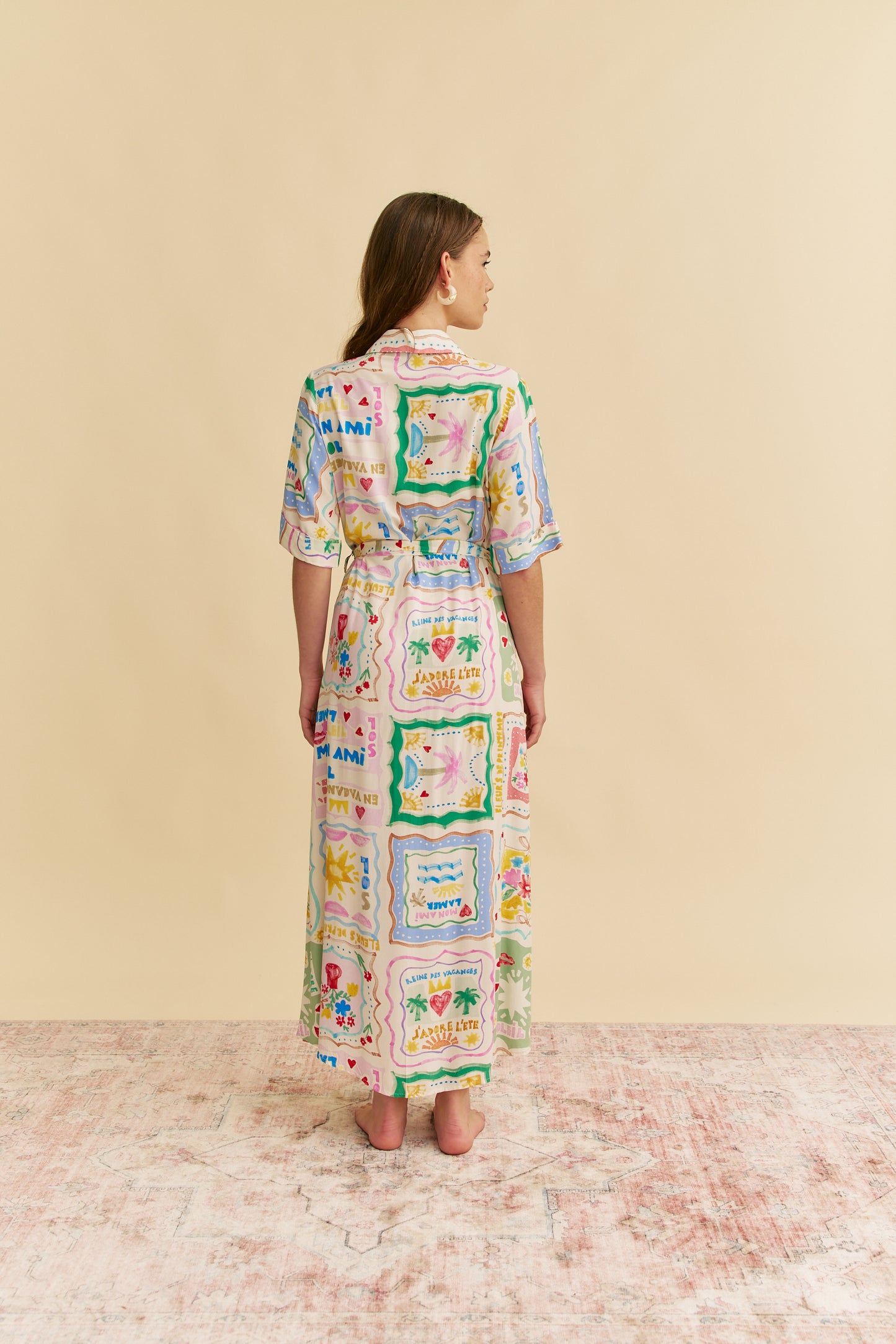 SOL MON AMI PRINT MAXI SHIRT DRESS