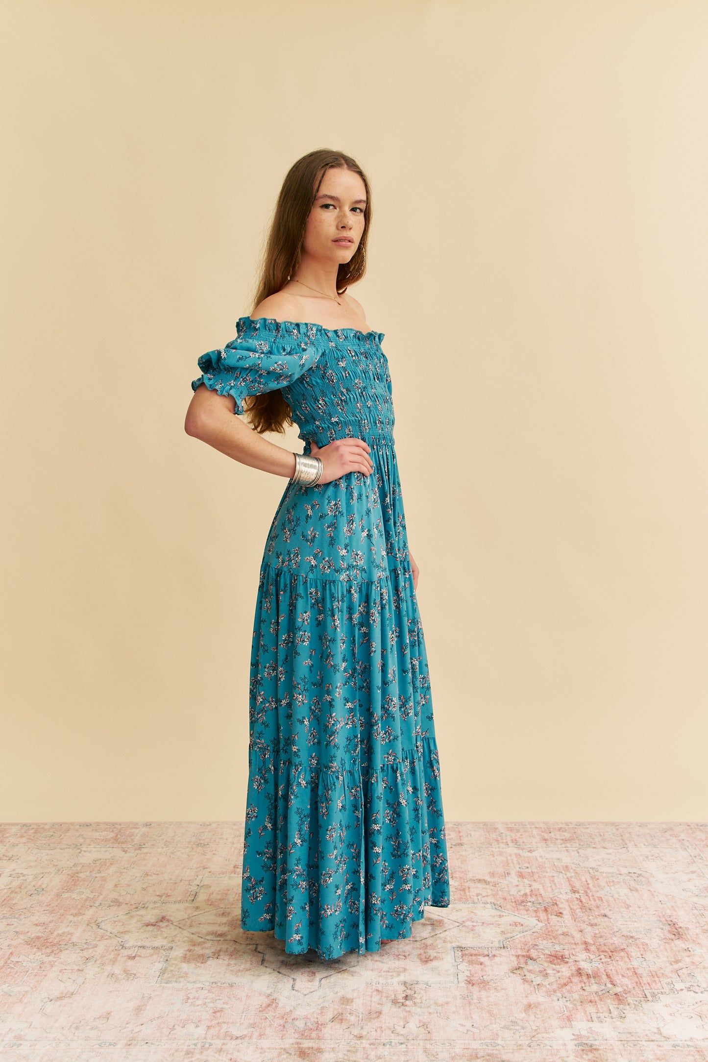 OCEAN EYES PRINT CLAUDETTE MAXI DRESS
