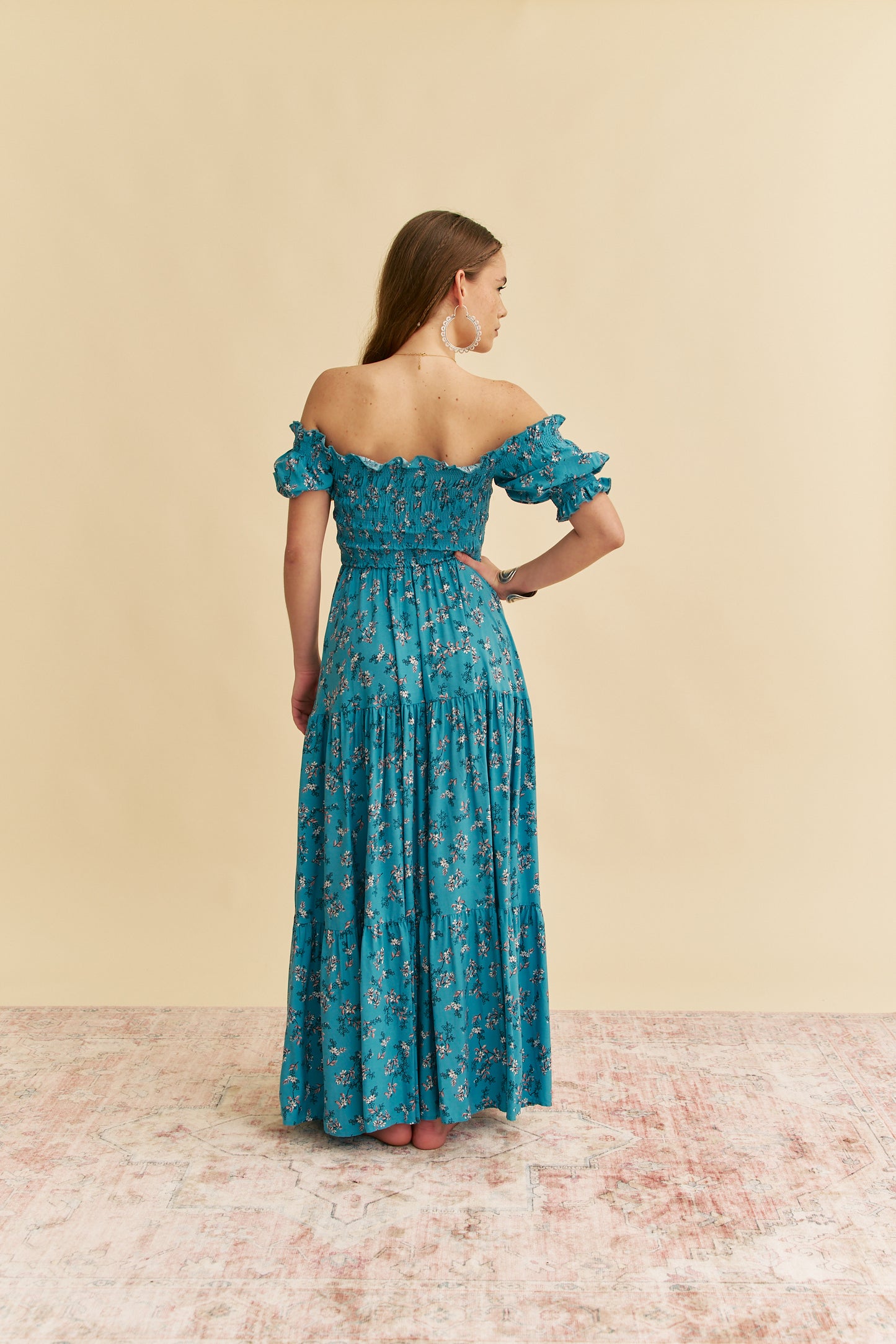 OCEAN EYES PRINT CLAUDETTE MAXI DRESS