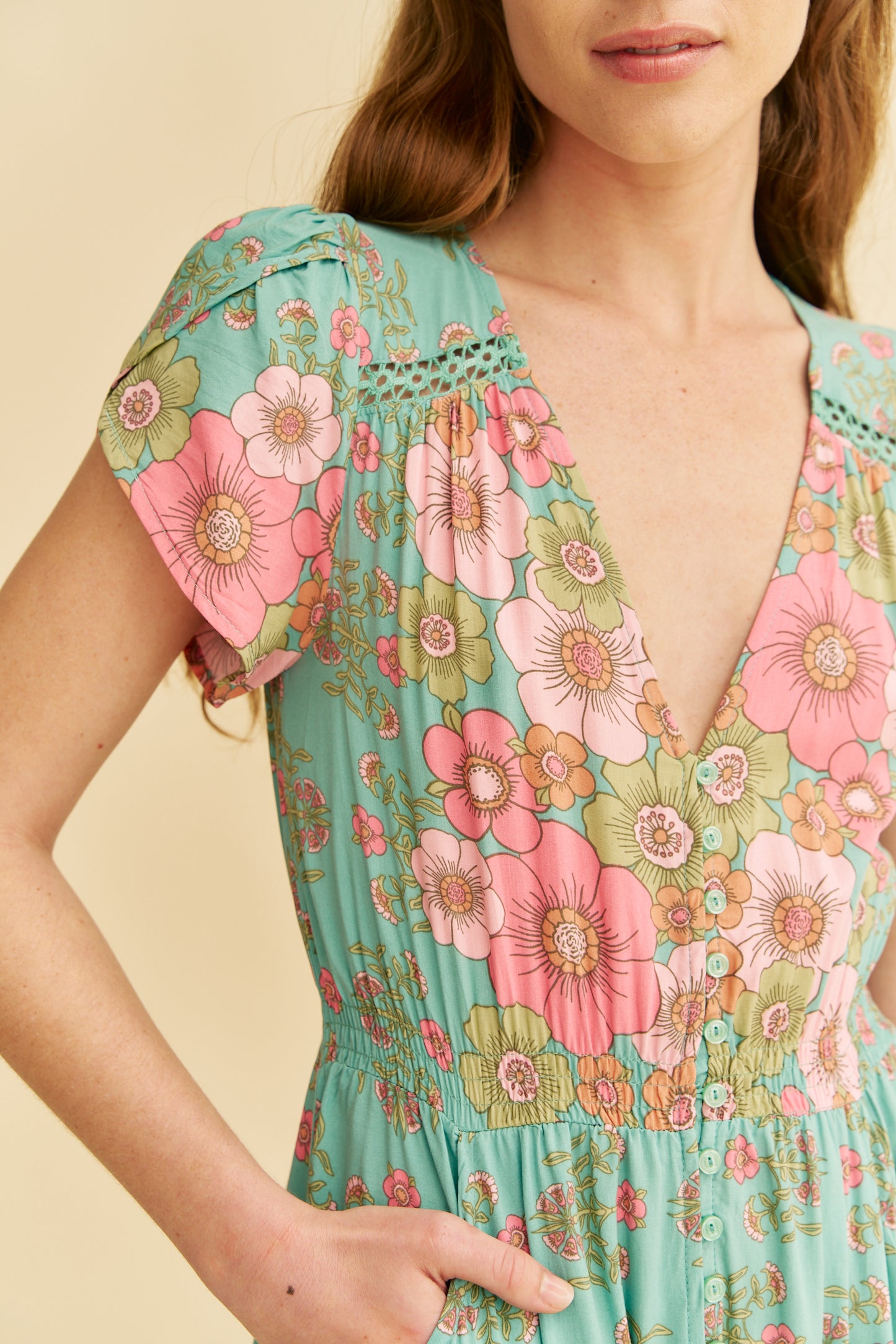 CELESTIA PRINT CARMEN MAXI DRESS