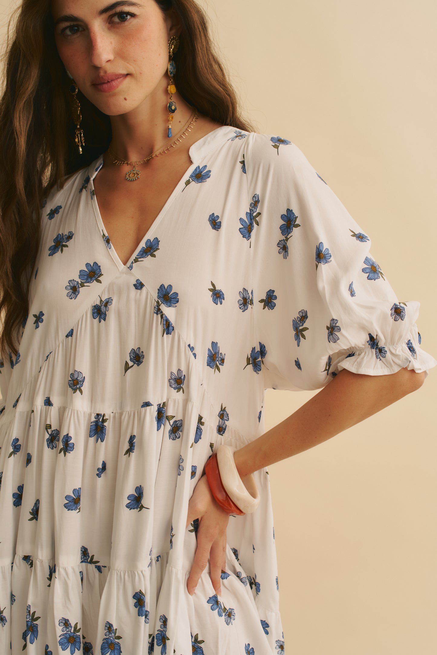 JUNEBERRY PRINT PETAL MINI DRESS