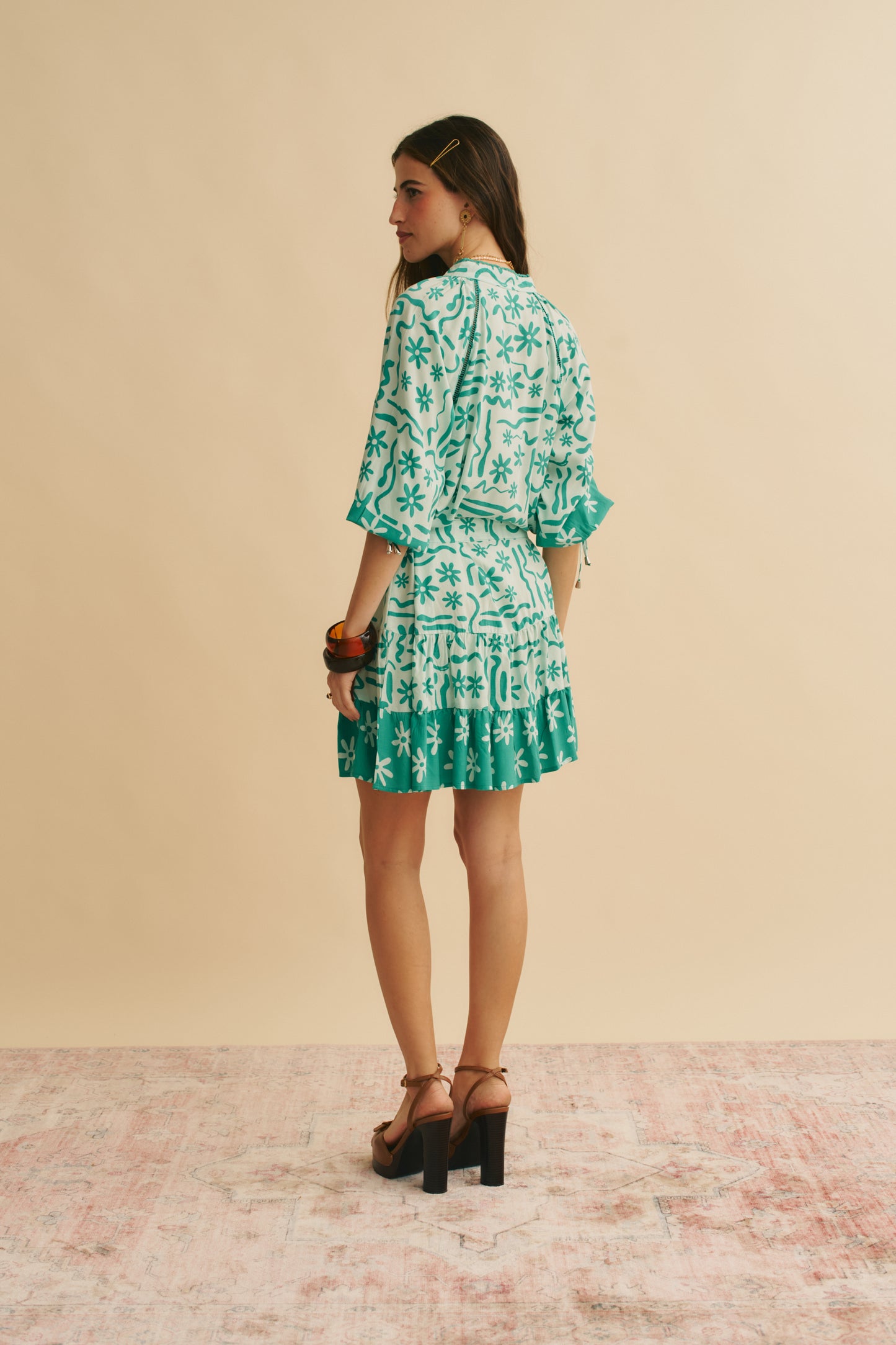 MINT SPRITZ PRINT INKA MINI DRESS