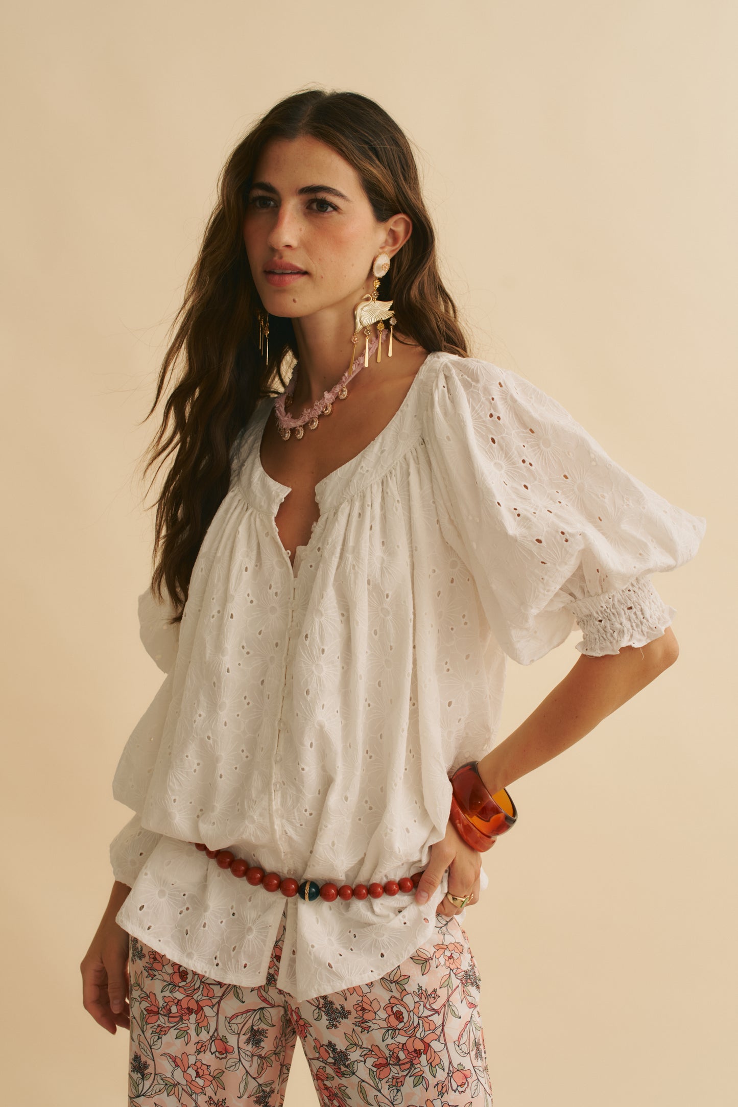 GARDENIA EMBROIDERED HOPE BLOUSE
