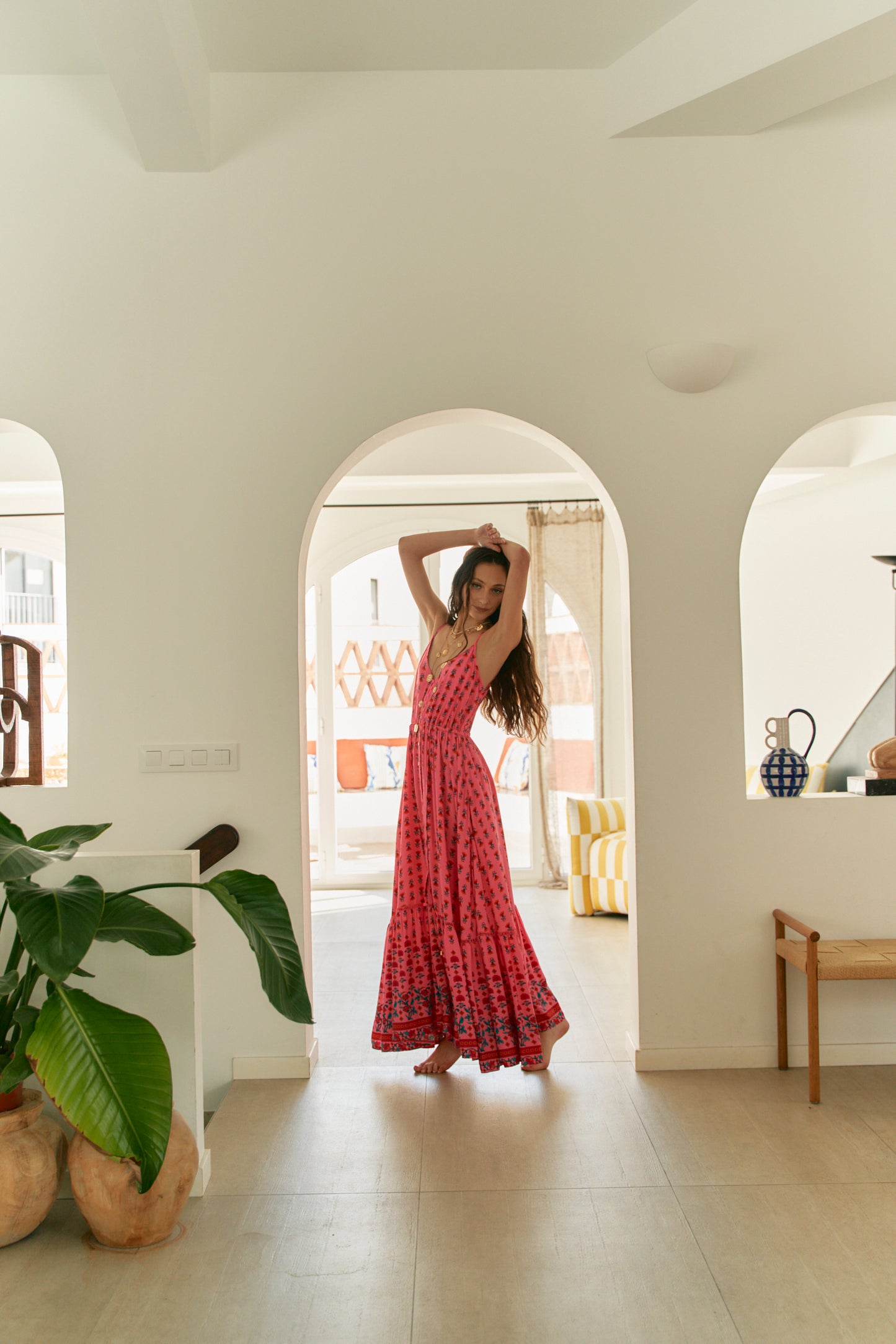 RASPBERRY ROMANCE PRINT AVILA DRESS