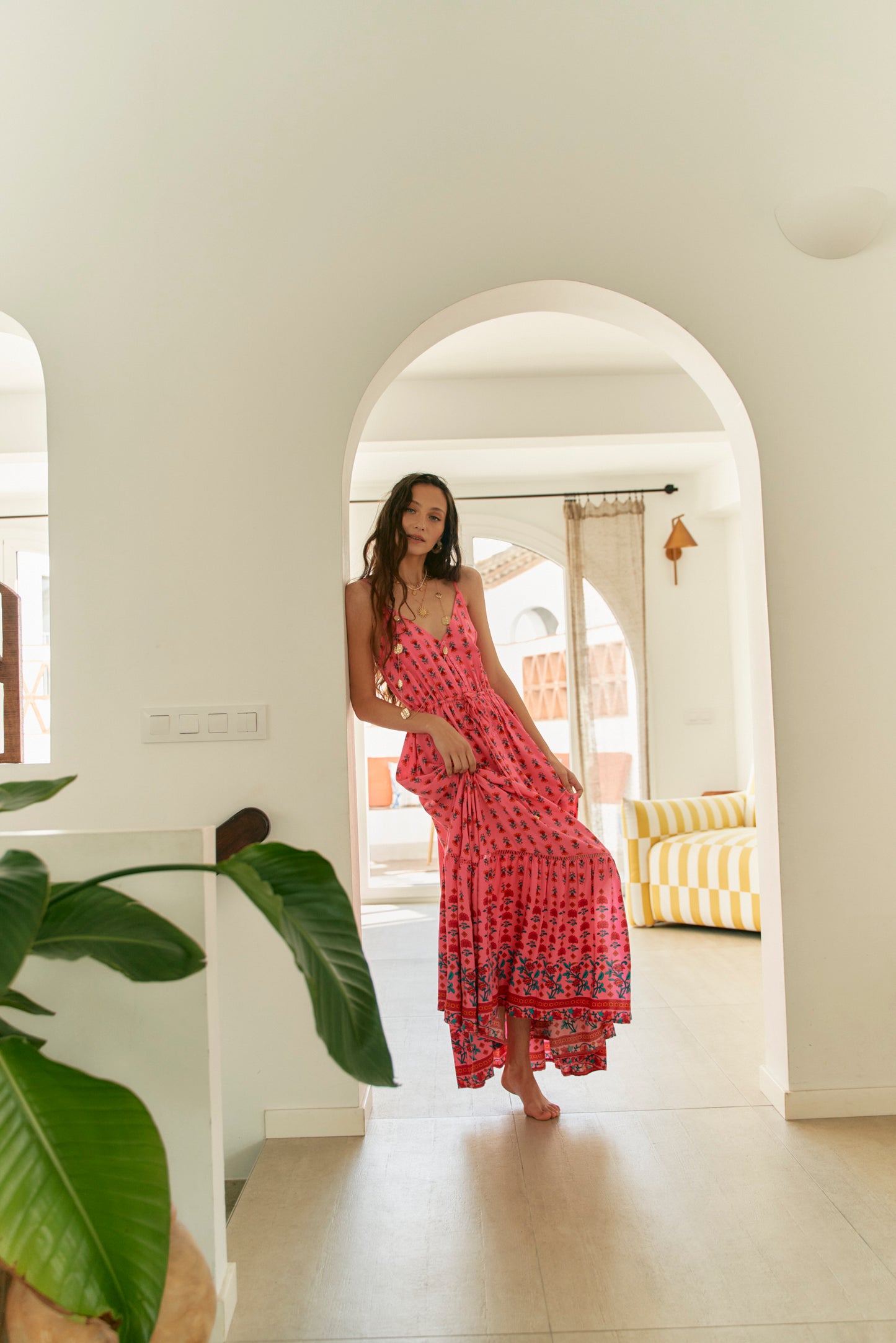 RASPBERRY ROMANCE PRINT AVILA DRESS